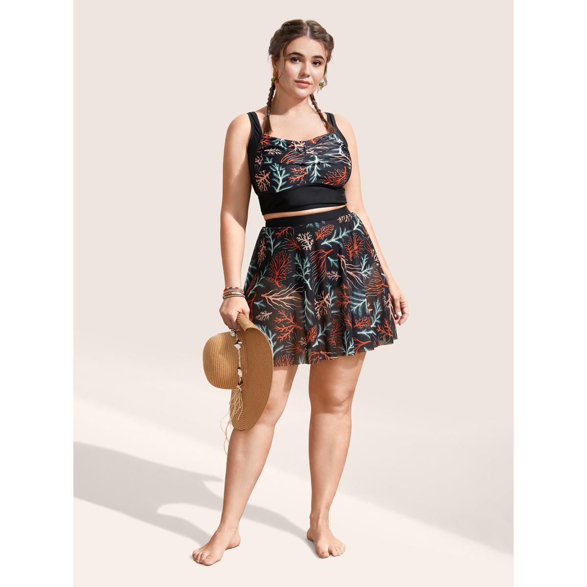 Plus Size Marine Elements See Through Elastic Waist Swim Bottom Women's Swimwear Black Beach See through High stretch Skinny High Rise Curve Swim Bottoms BloomChic 22-24/3X Product Image