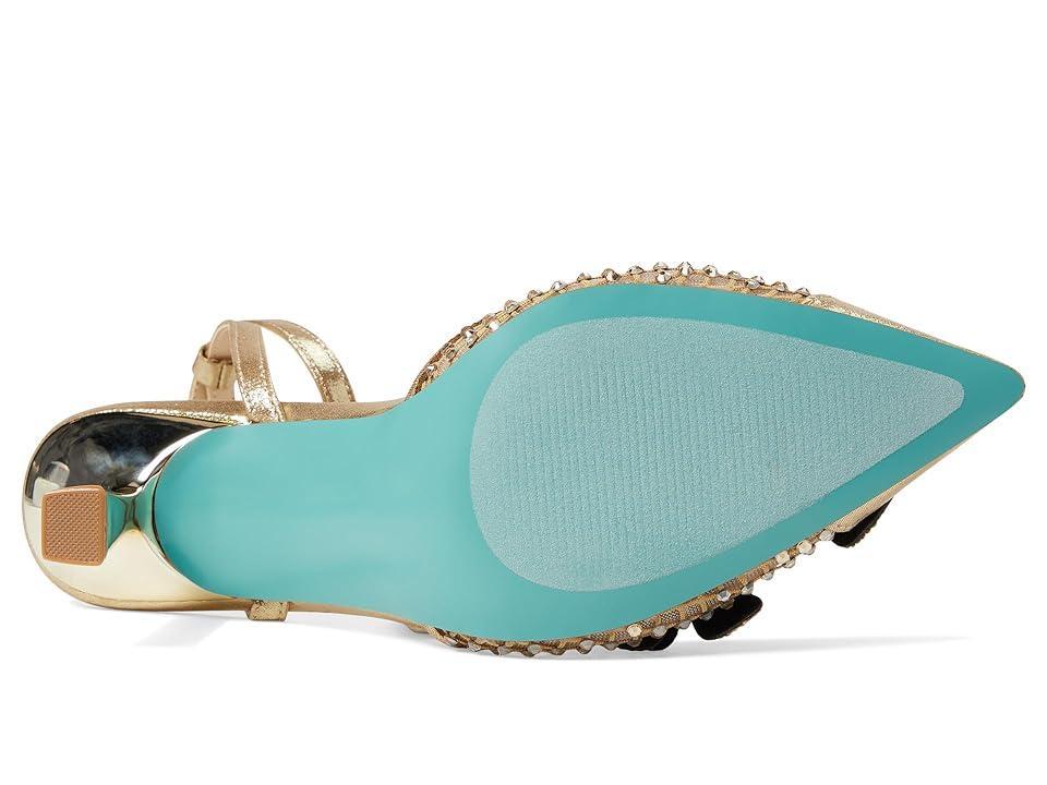 Blue by Betsey Johnson Sofya Rhinestone Flower Applique Metallic Dress Pumps Product Image