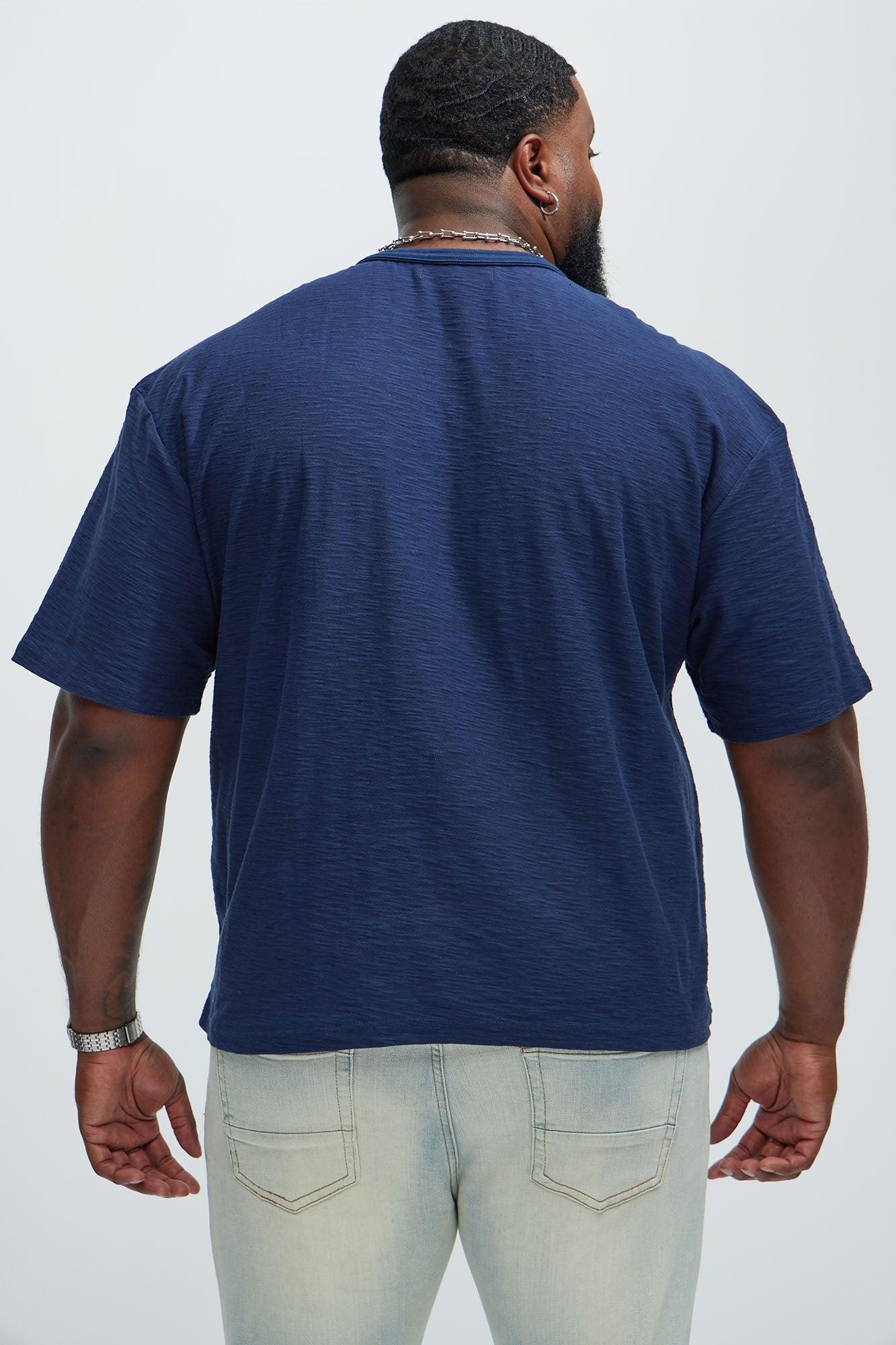 Asher Slub Texture Short Sleeve Tee - Navy Product Image