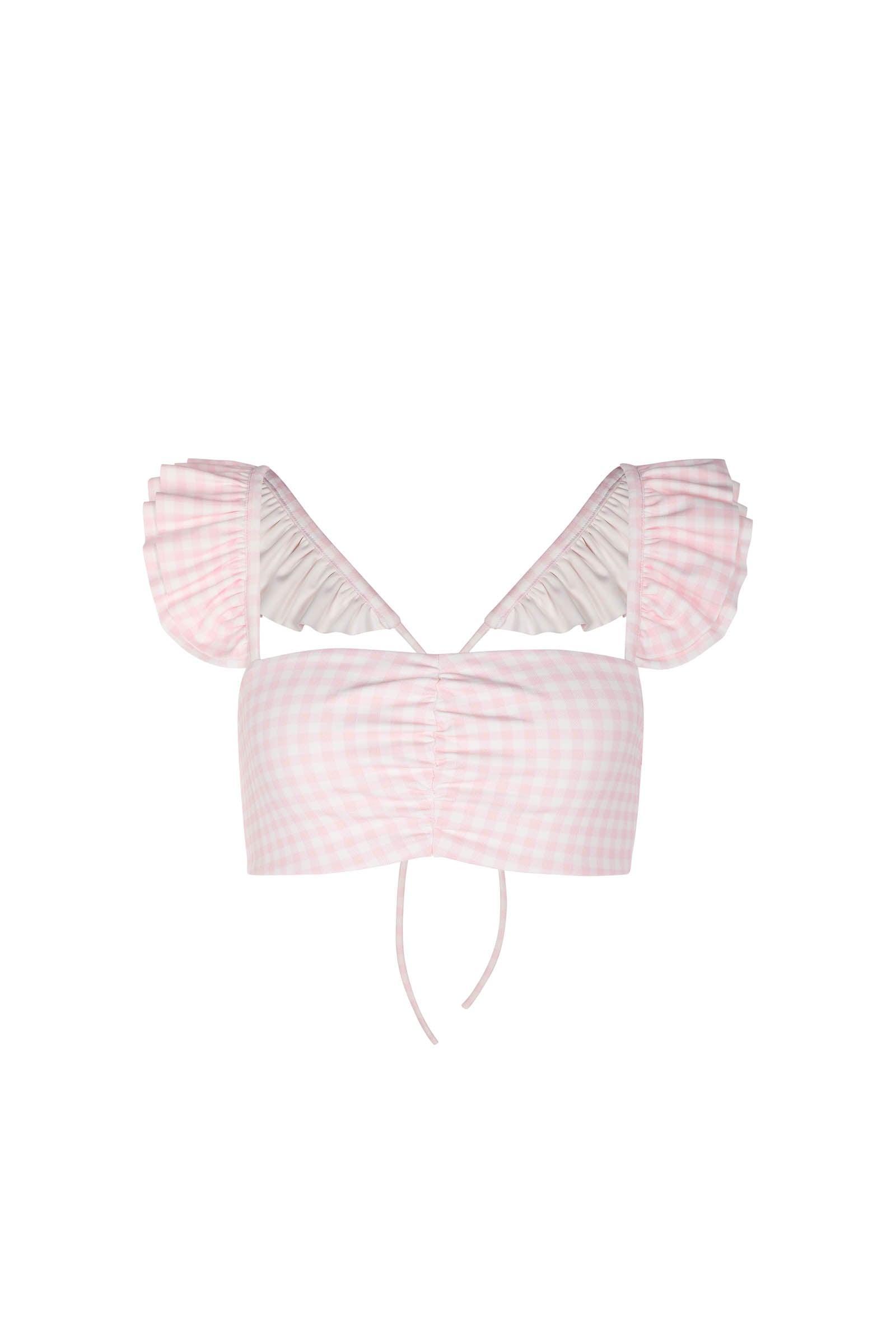 The Pink Gingham Ruffle Bikini Bottoms Product Image