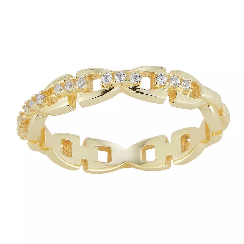 Sunkissed Sterling Cubic Zirconia Link Chain Ring, Women's, Size: 8, Gold Tone Product Image