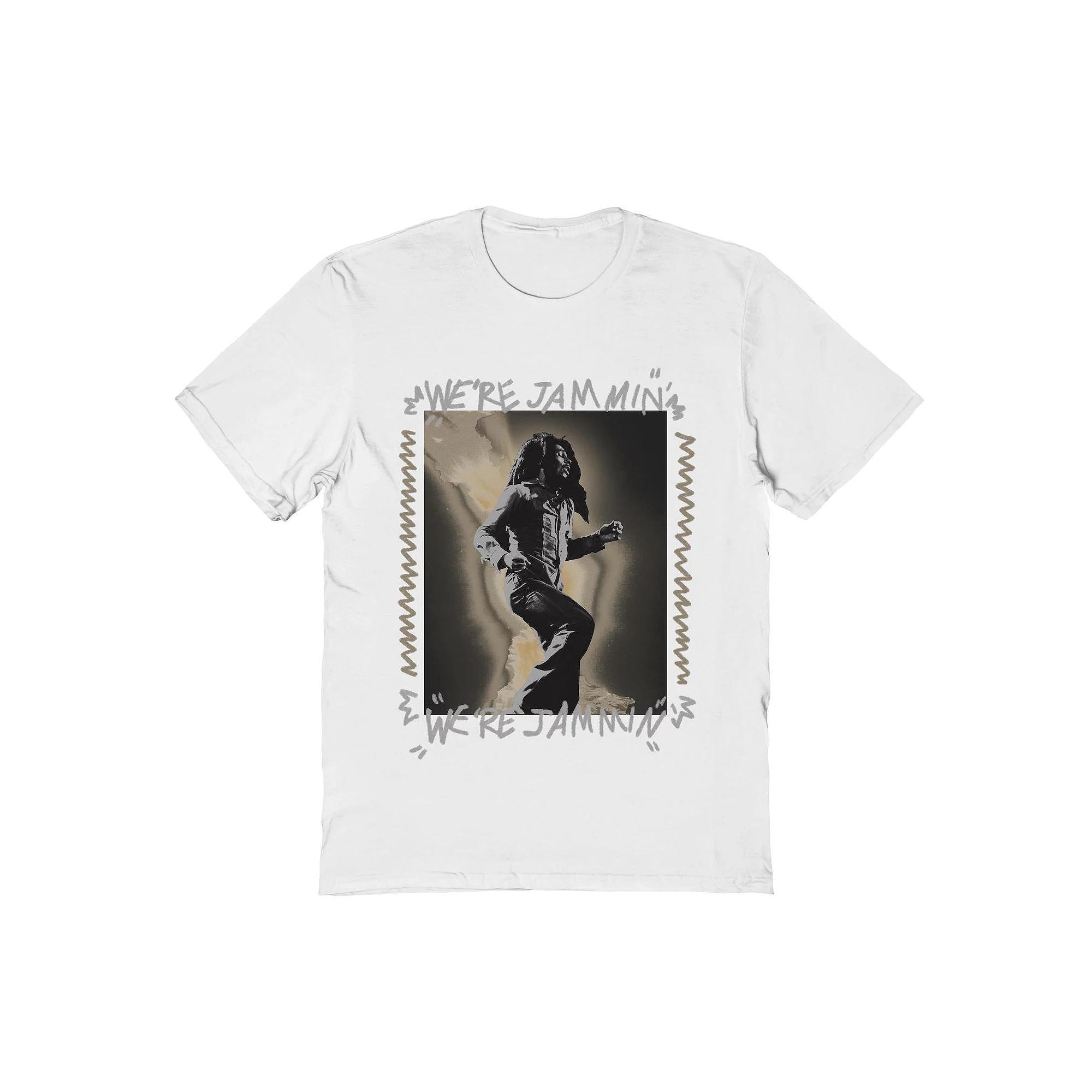 Men's Bob Marley Were Jammin Photo Sepia Graphic Tee, Size: XL, White Product Image