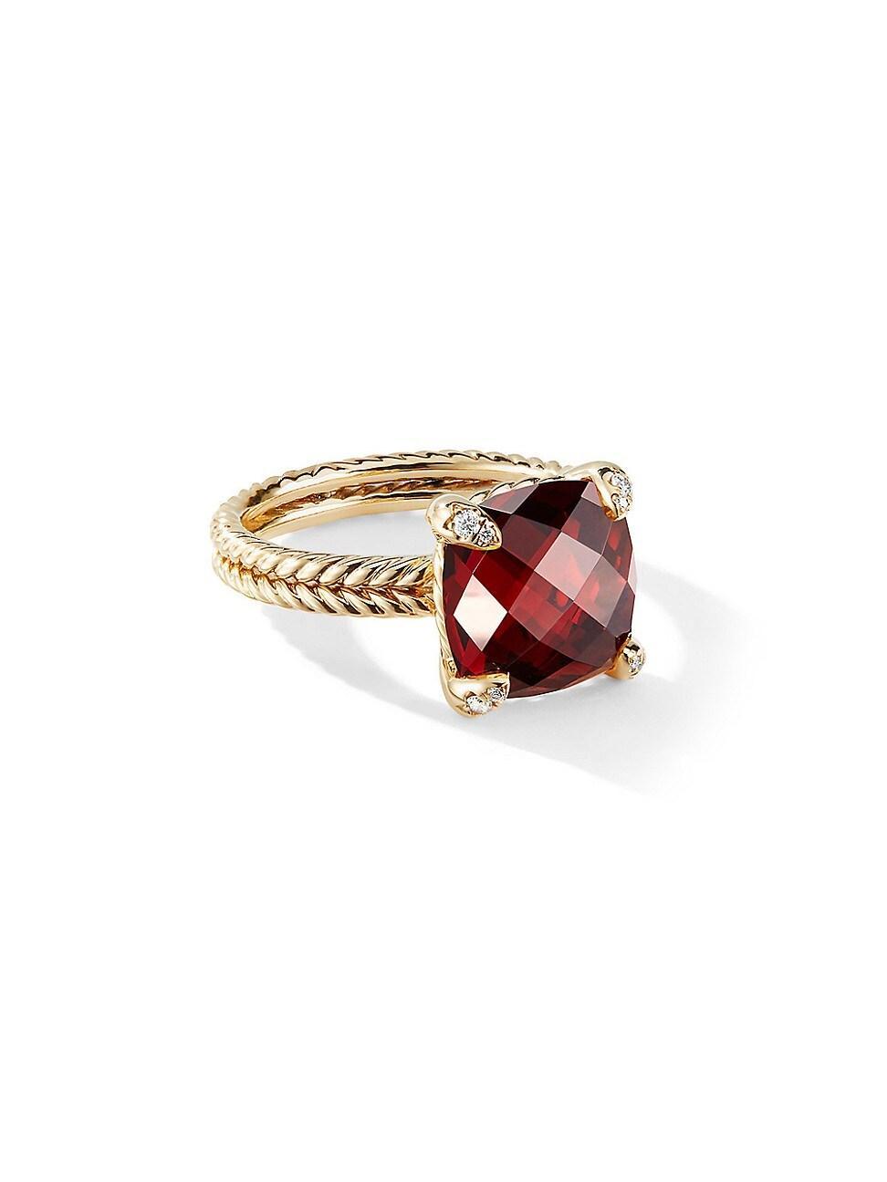 David Yurman 18K Yellow Gold Chatelaine Ring with Garnet & Diamonds Product Image