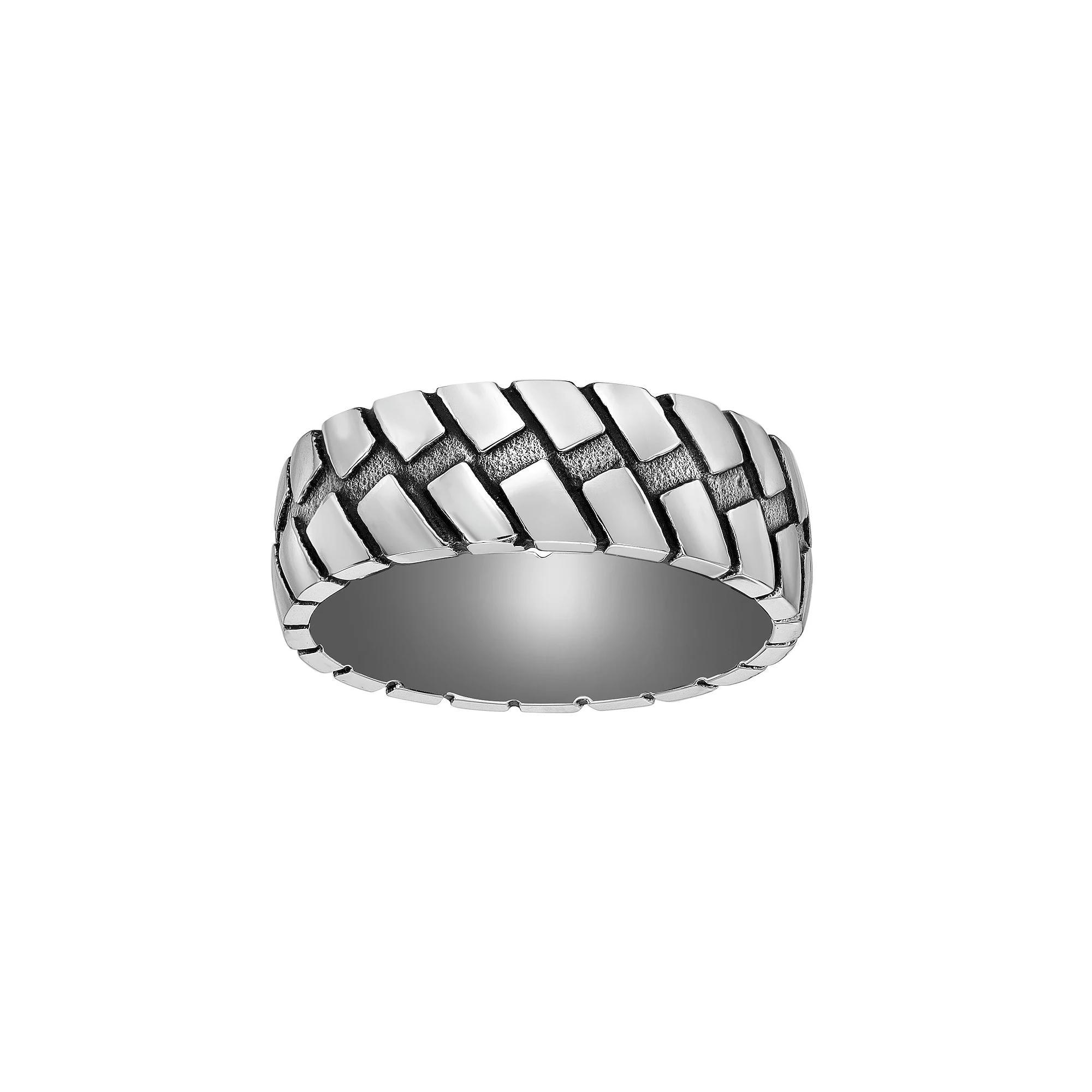 Men's LYNX Stainless Steel Textured Ring, Size: 8 Product Image