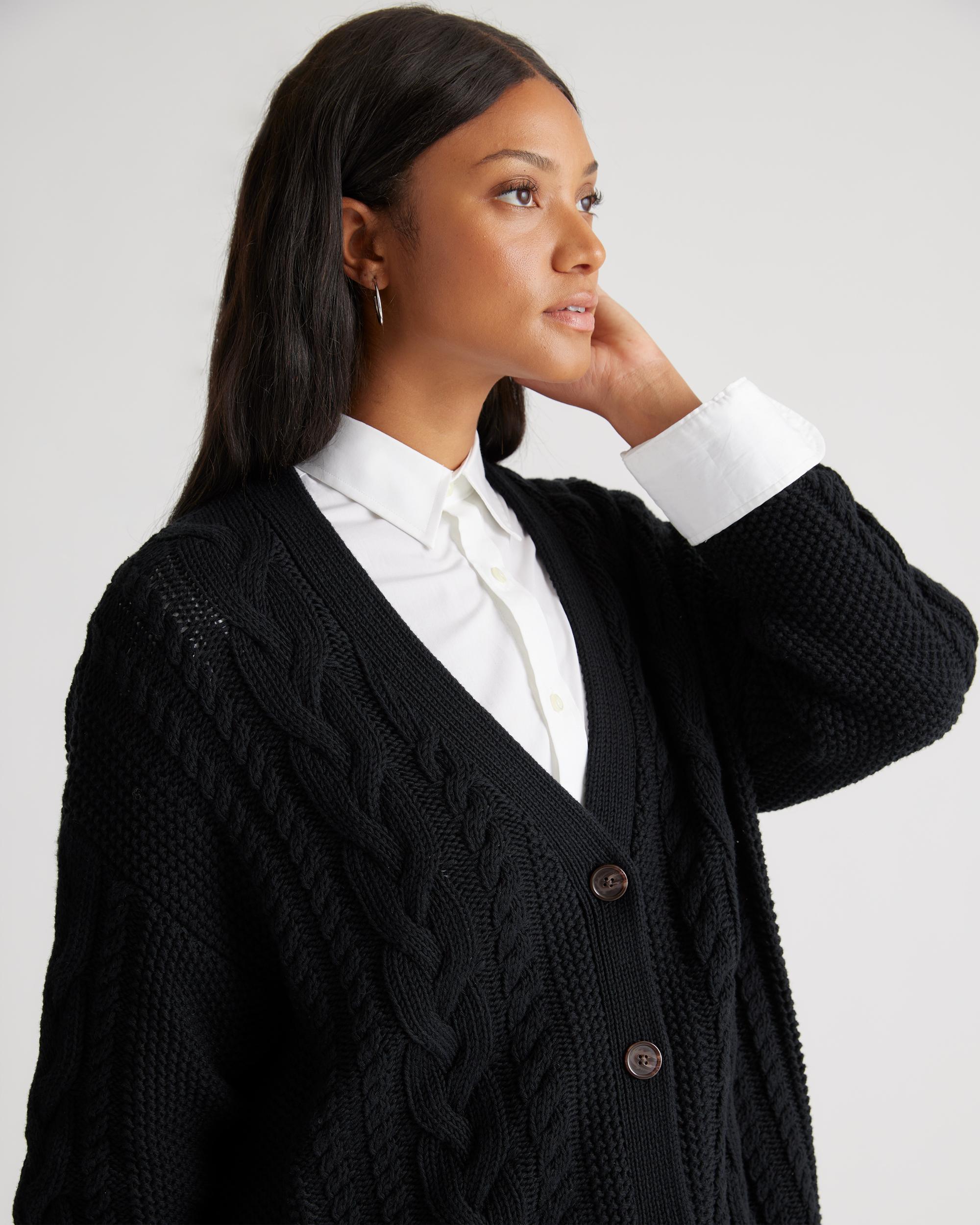 Quince | Women's OverSized Cable Cardigan Sweater Organic Cotton Product Image