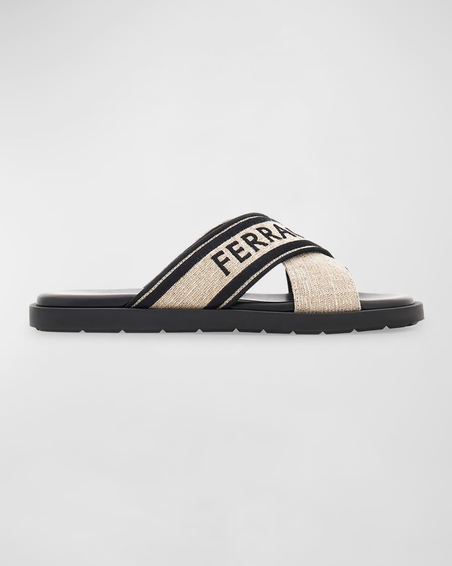 Mens Canvas Logo Crossover Sandals Product Image