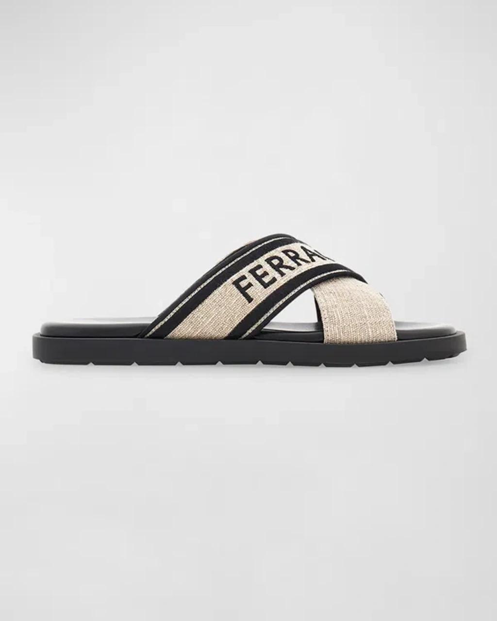 Mens Canvas Logo Crossover Sandals Product Image