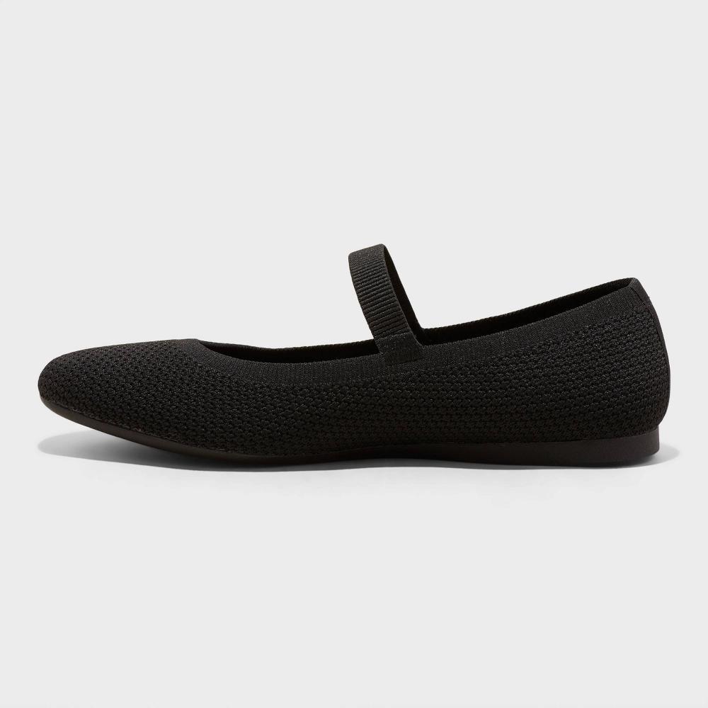 Womens Shiloh Knit Mary Jane Ballet Flats - A New Day Black 7: Pull-On, Removable Footbed, Closed Toe Product Image