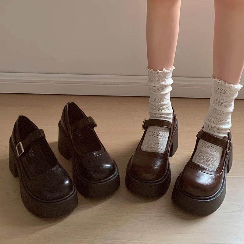 Platform Chunky Heel Mary Jane Pumps Product Image