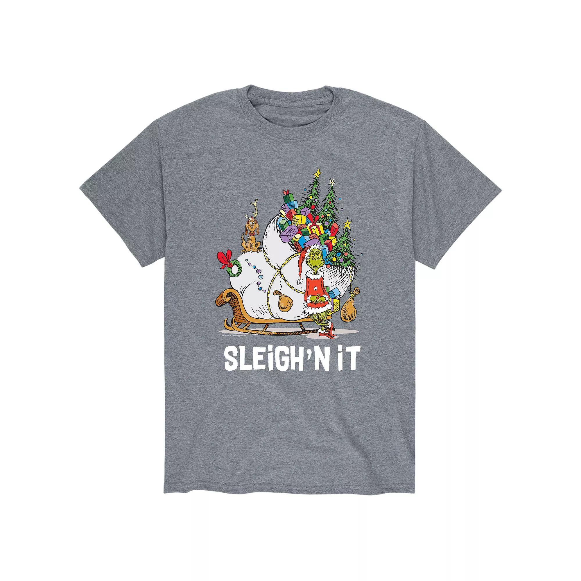 Mens Dr. Seuss The Grinch Sleighn Tee Athletic Grey Product Image