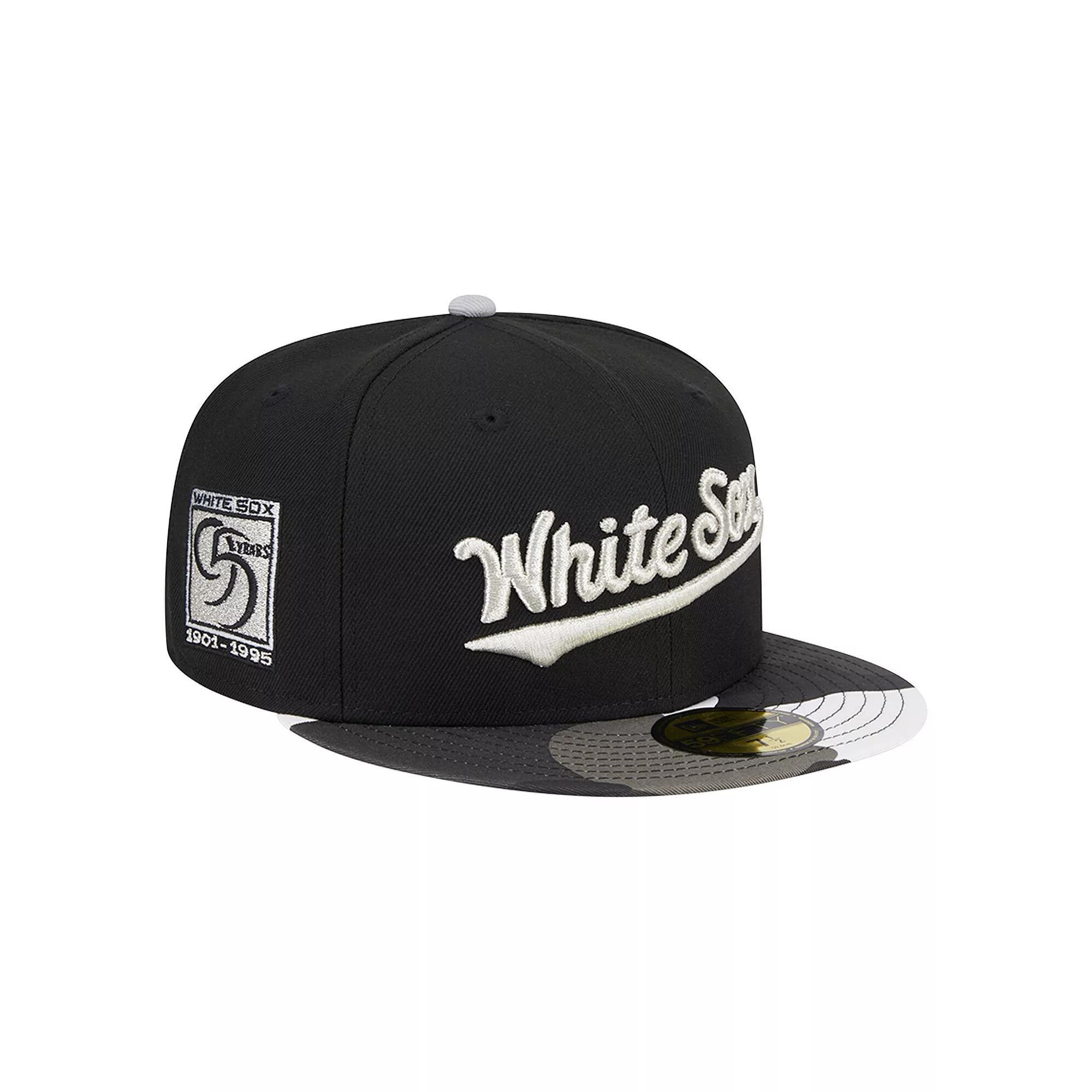 Men's New Era Black Chicago White Sox Metallic Camo 59FIFTY Fitted Hat, Size: 7 3/8 Product Image