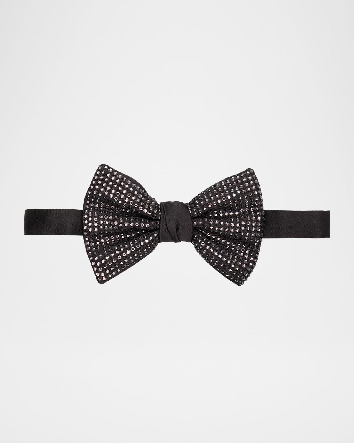 Mens Crystal-Embellished Silk Bow Tie Product Image
