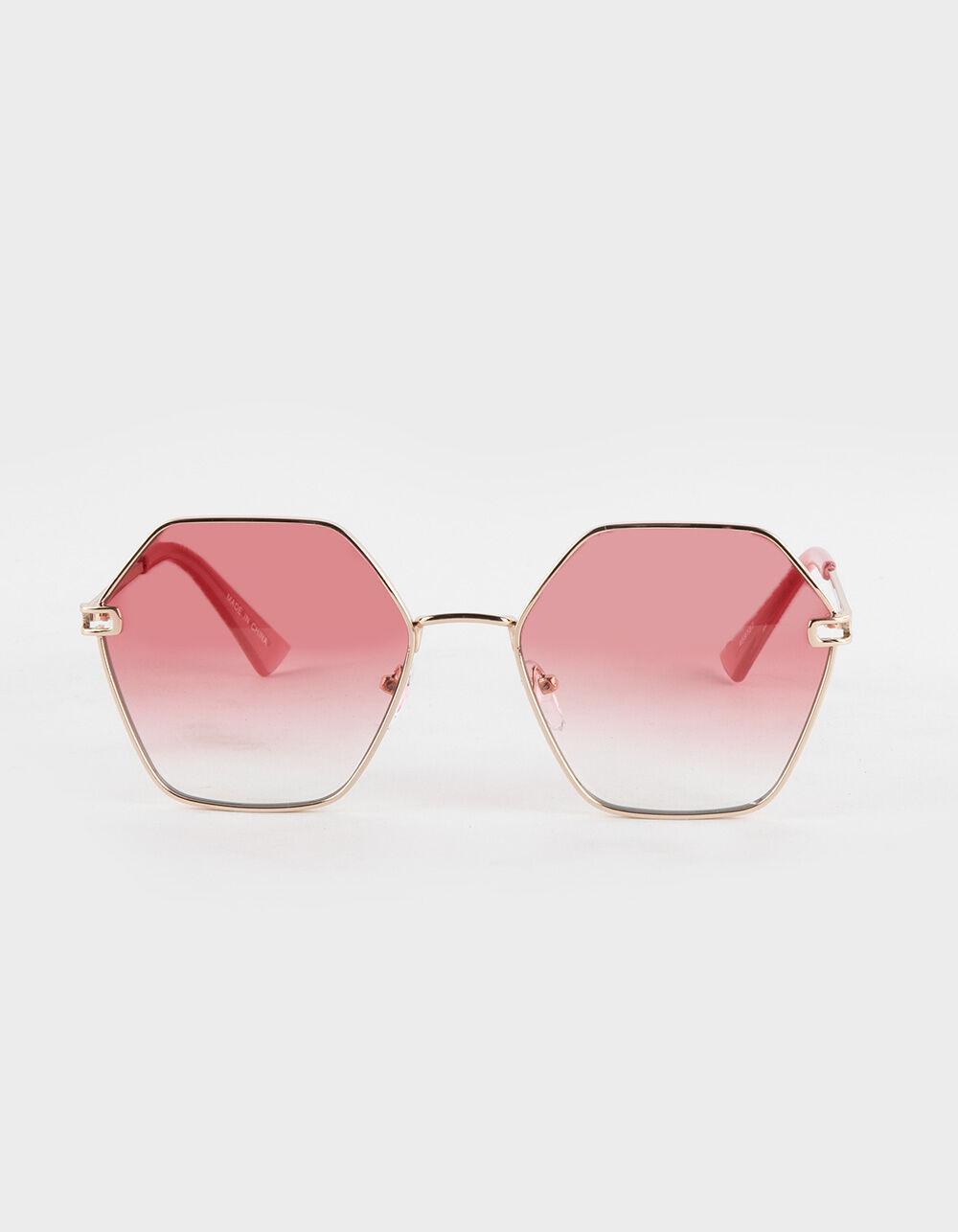 RSQ Hexagon Round Sunglasses - PINK Product Image