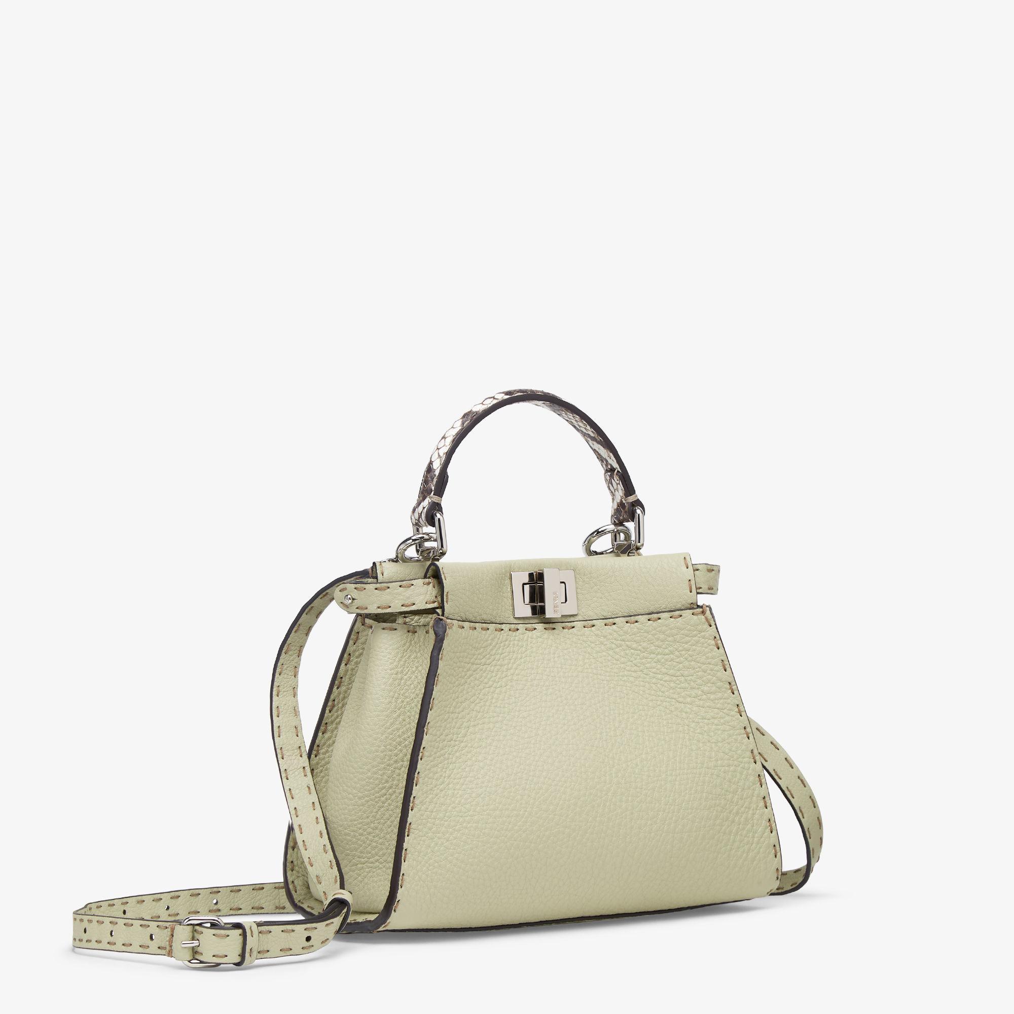 Peekaboo MiniSage green Selleria bag with 1048 hand-sewn topstitches Product Image