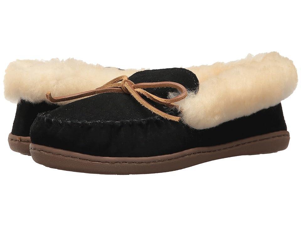 Minnetonka Alpine Bow Detail Suede Sheepskin Slippers Product Image