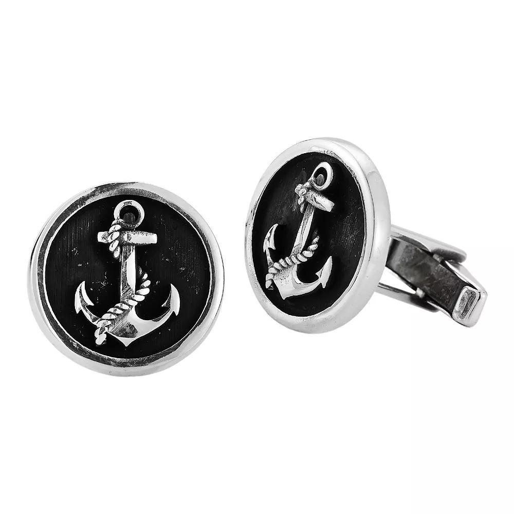 Menster Men's Sterling Silver Oxidized Anchor Cuff Links Product Image