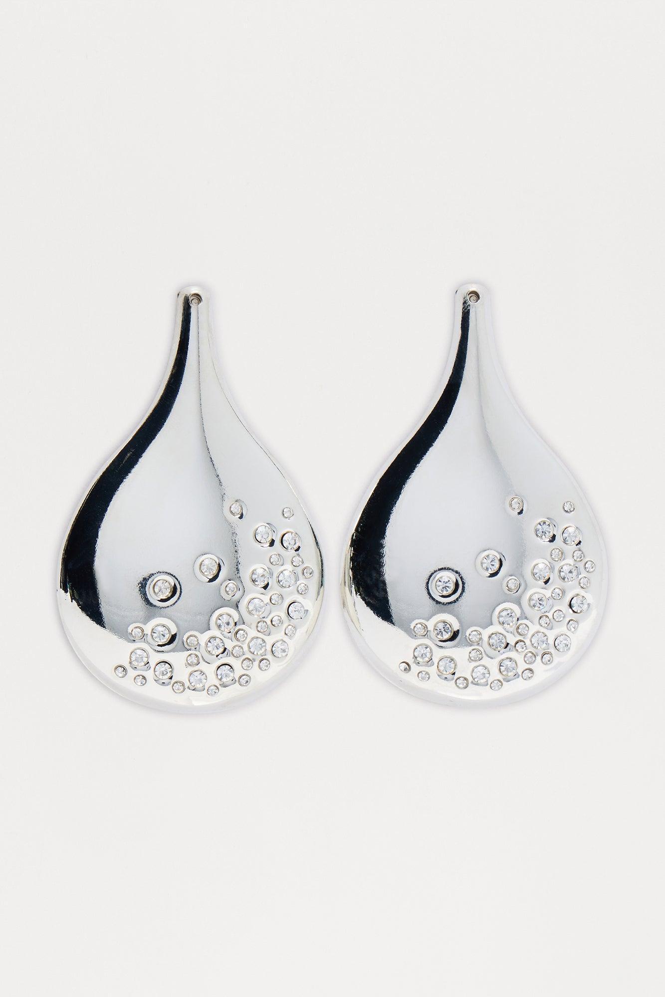 Ginna Drop Rhinestone Drop Earrings - Silver Female Product Image