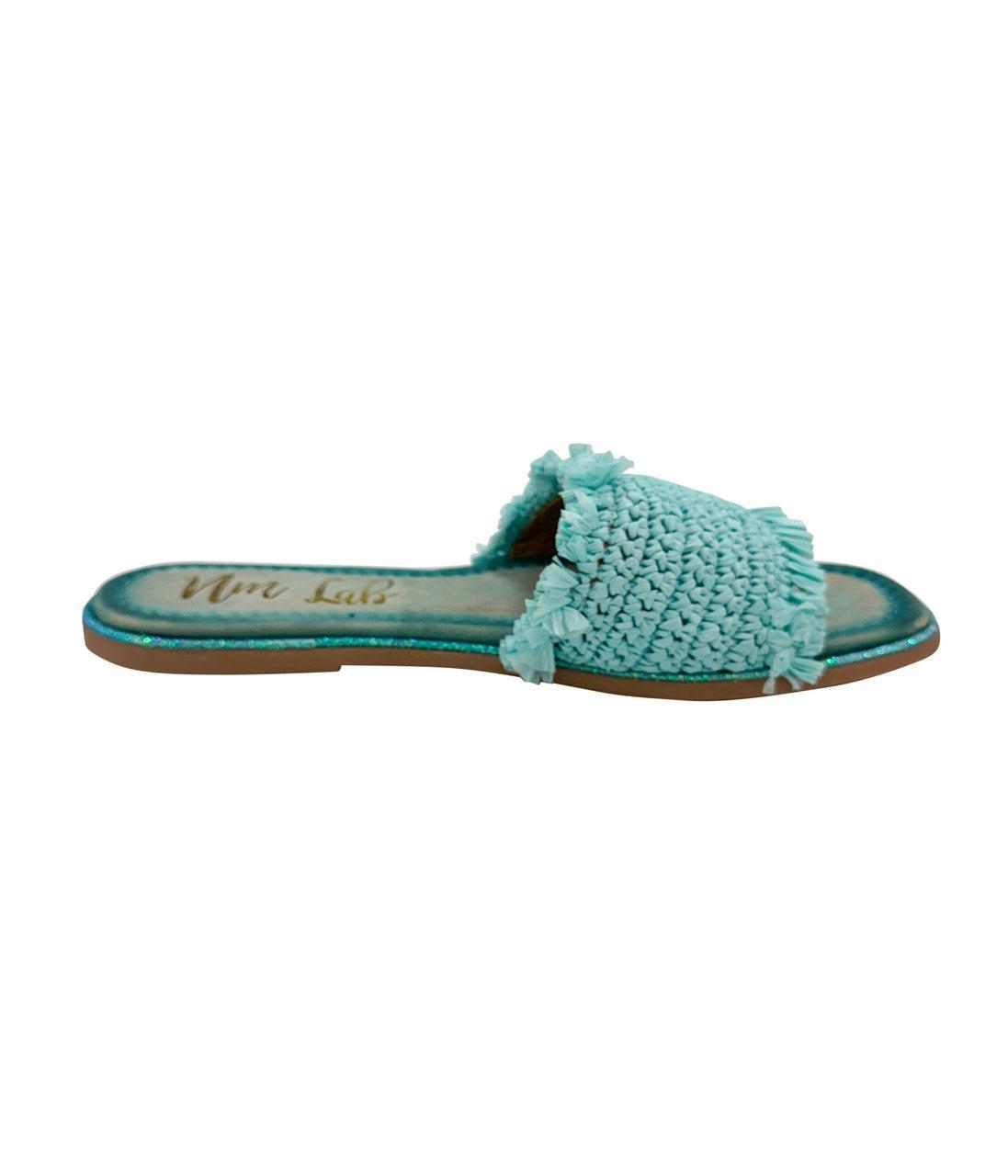 Juana Woven Sandals in Aqua Blue Product Image