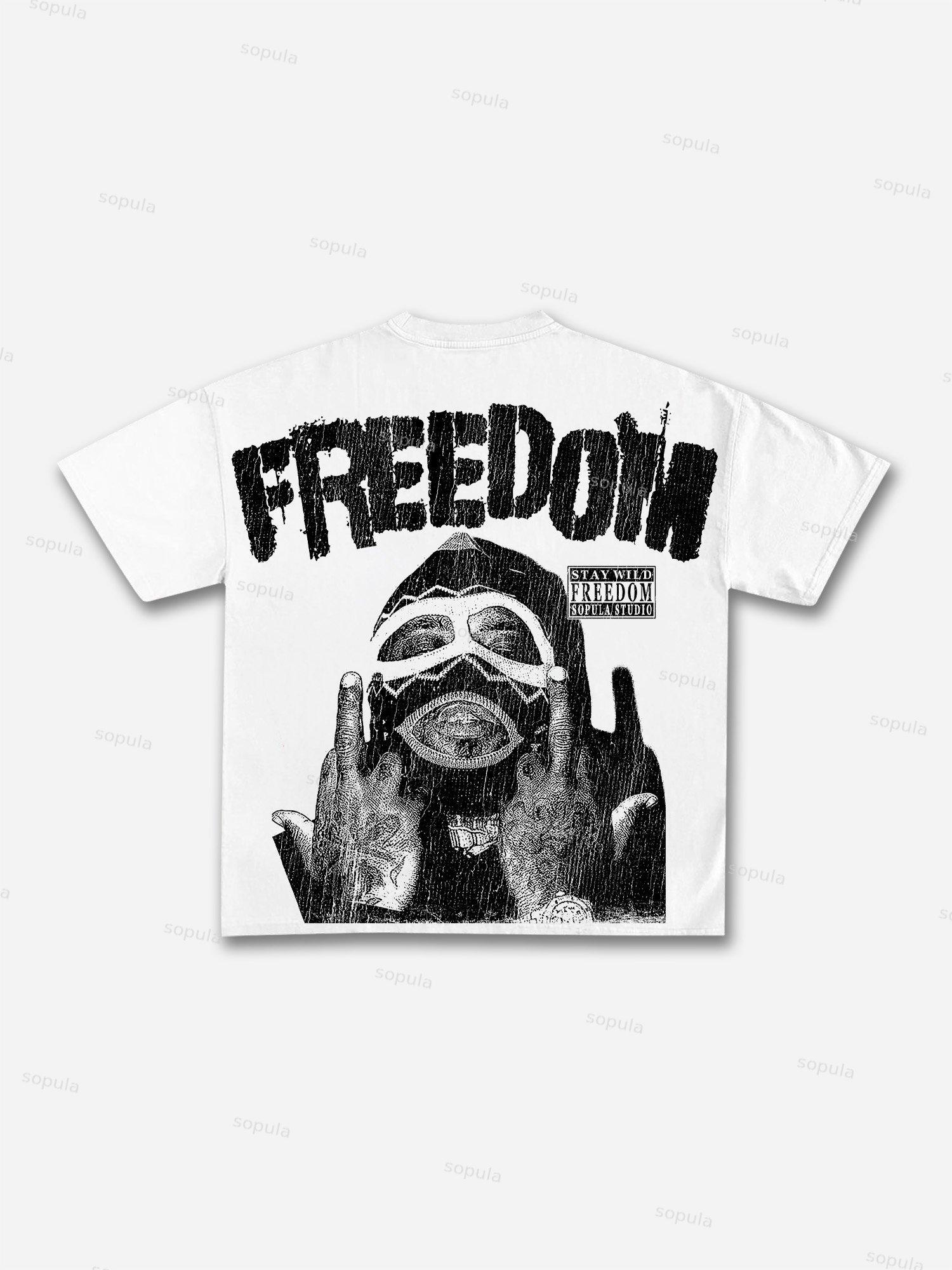 Men's Freedom Street Portrait Print Cotton T-shirt Product Image