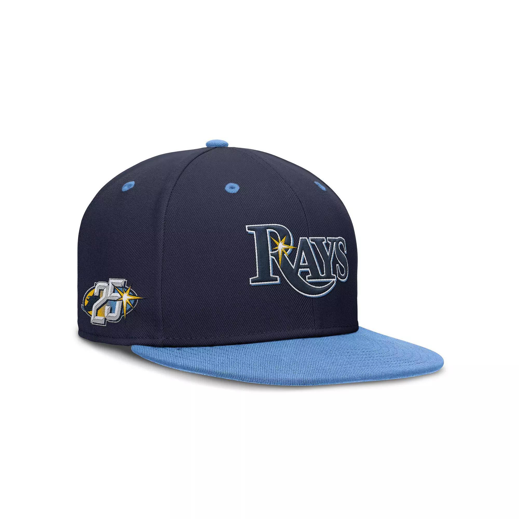 Men's Nike  Navy/Light Blue Tampa Bay Rays 25th Anniversary True Primetime Two-Tone Performance Fitted Hat, Size: 7 Product Image