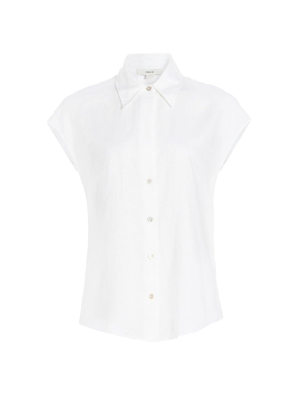 Vince Linen Cap Sleeve Shirt Product Image