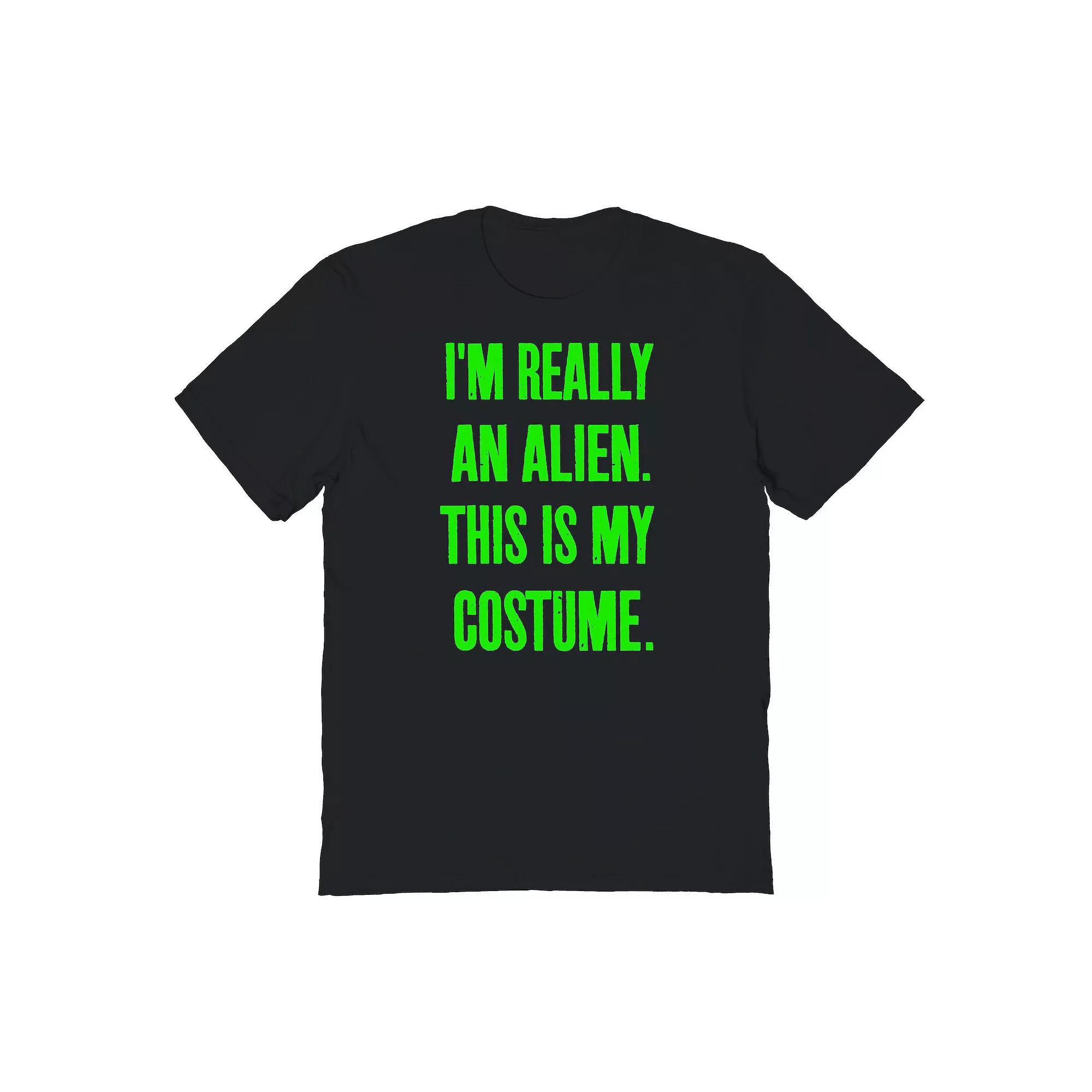 Men's Really An Alien Halloween Graphic Tee, Size: Large, Black Product Image