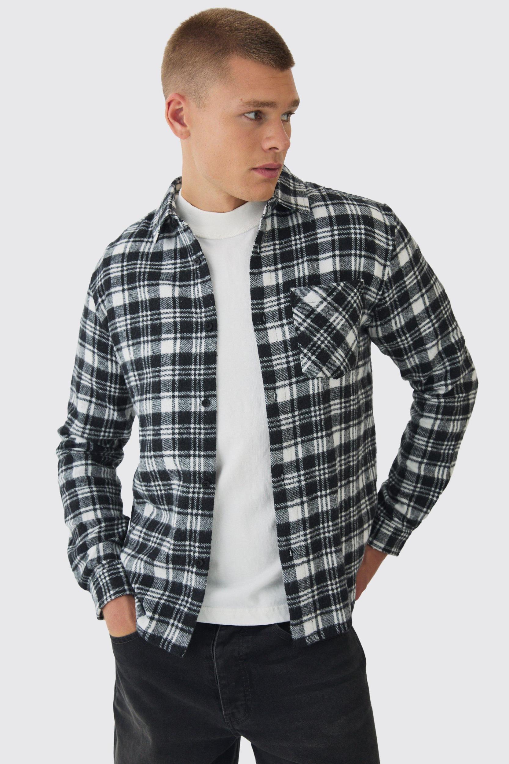 Mens Regular Fit Flannel Plaid Long Sleeve Shirt - Green Product Image