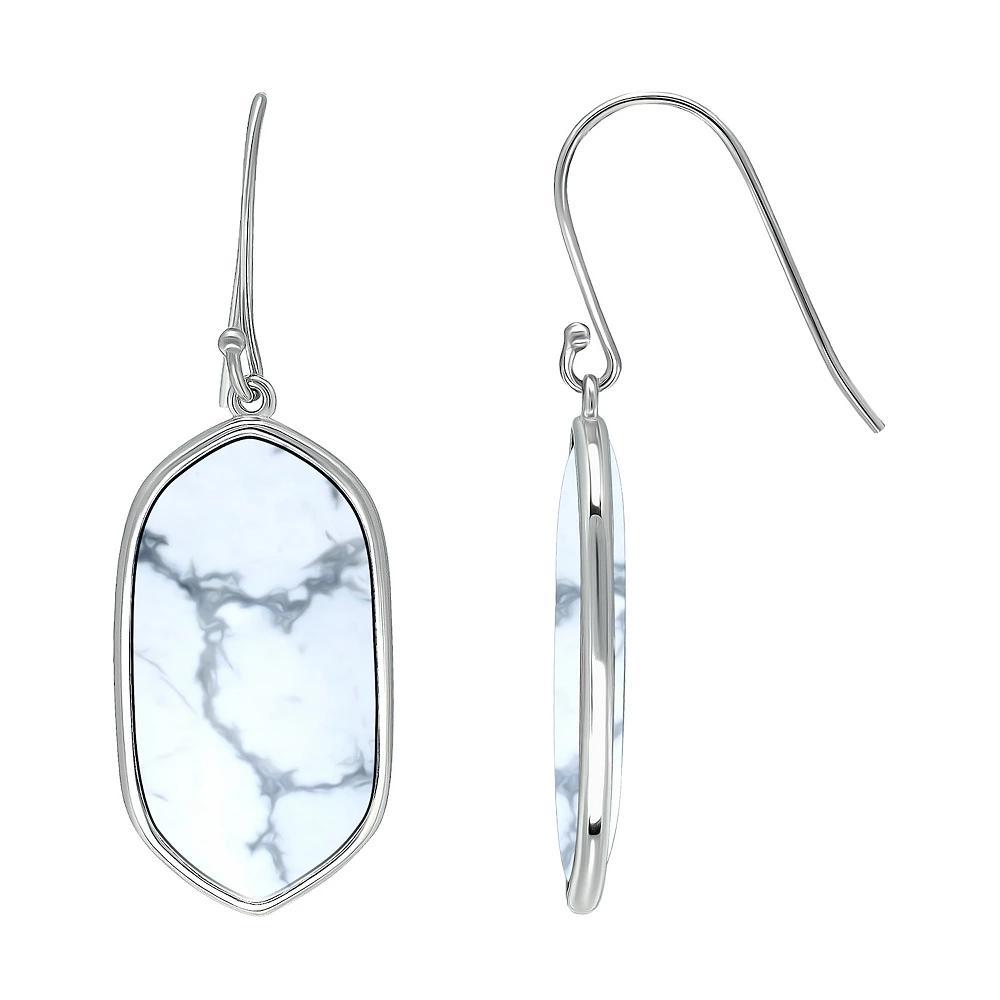 Aleure Precioso Sterling Silver Oval Gemstone Drop Earrings, Women's, White Product Image