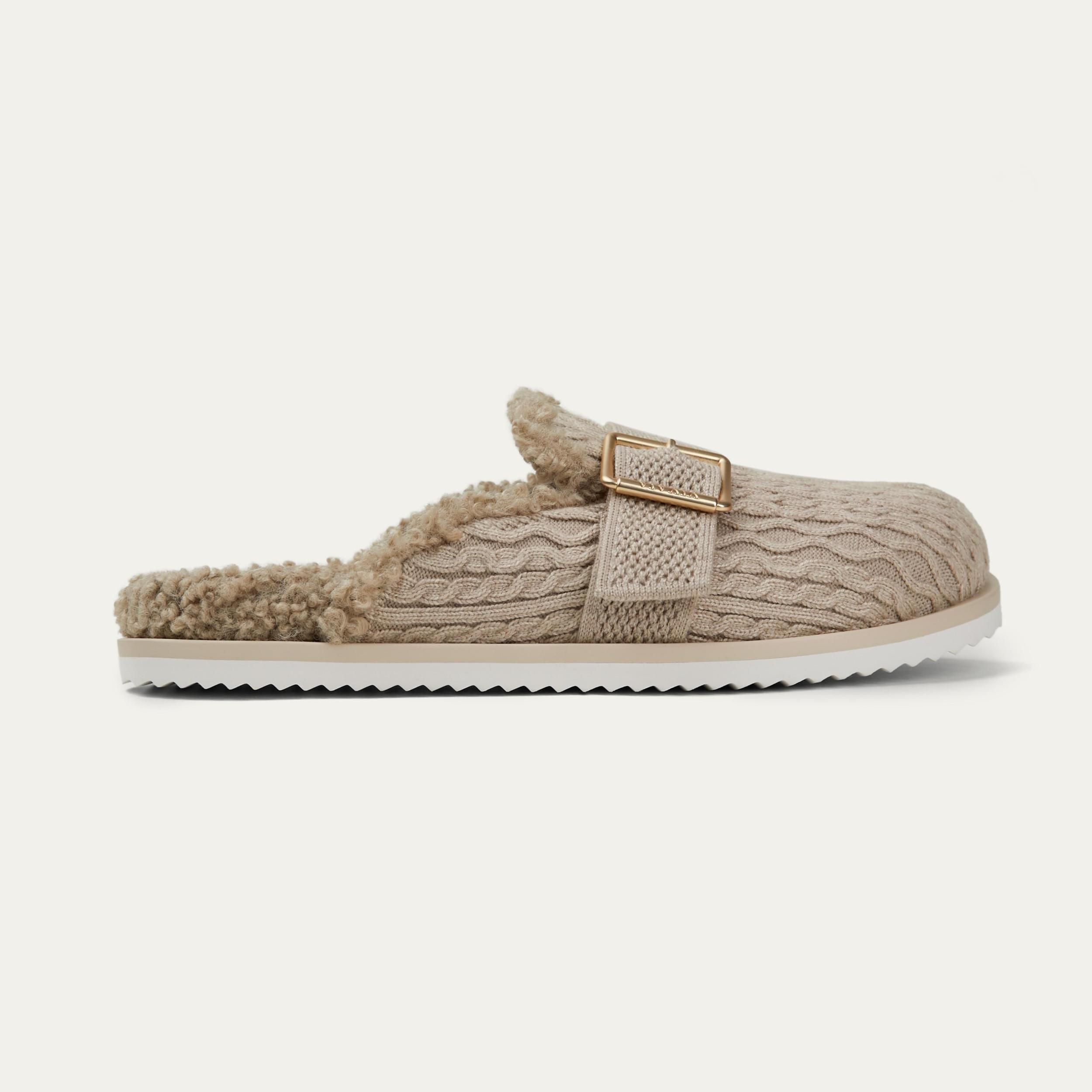 Round-Toe Wool Slippers (Hazel) Product Image