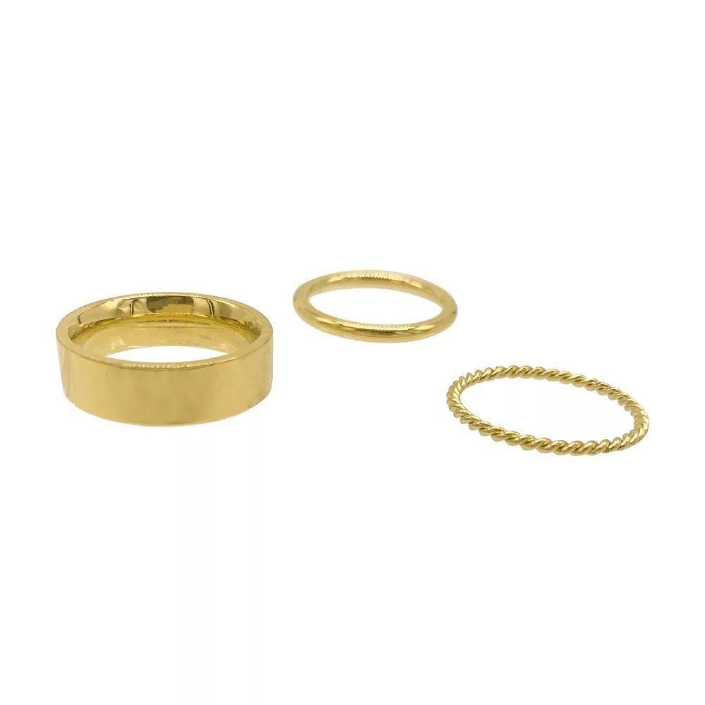 Adorina 14k Gold Plated Stainless Steel Stacking Band Trio Set, Women's, Size: 6, Gold Tone Product Image