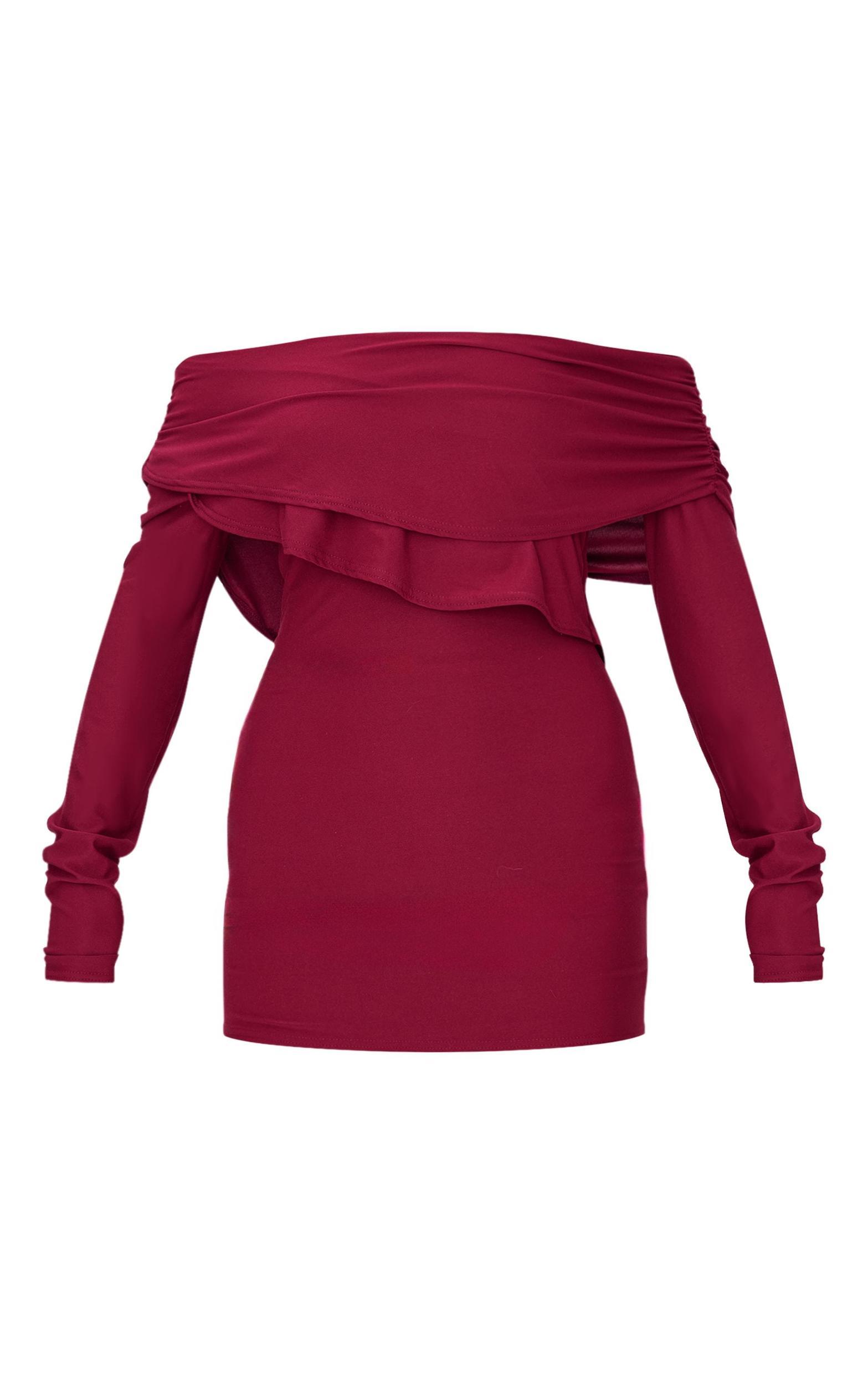 Burgundy Soft Touch Long Sleeve Mini Dress Product Image