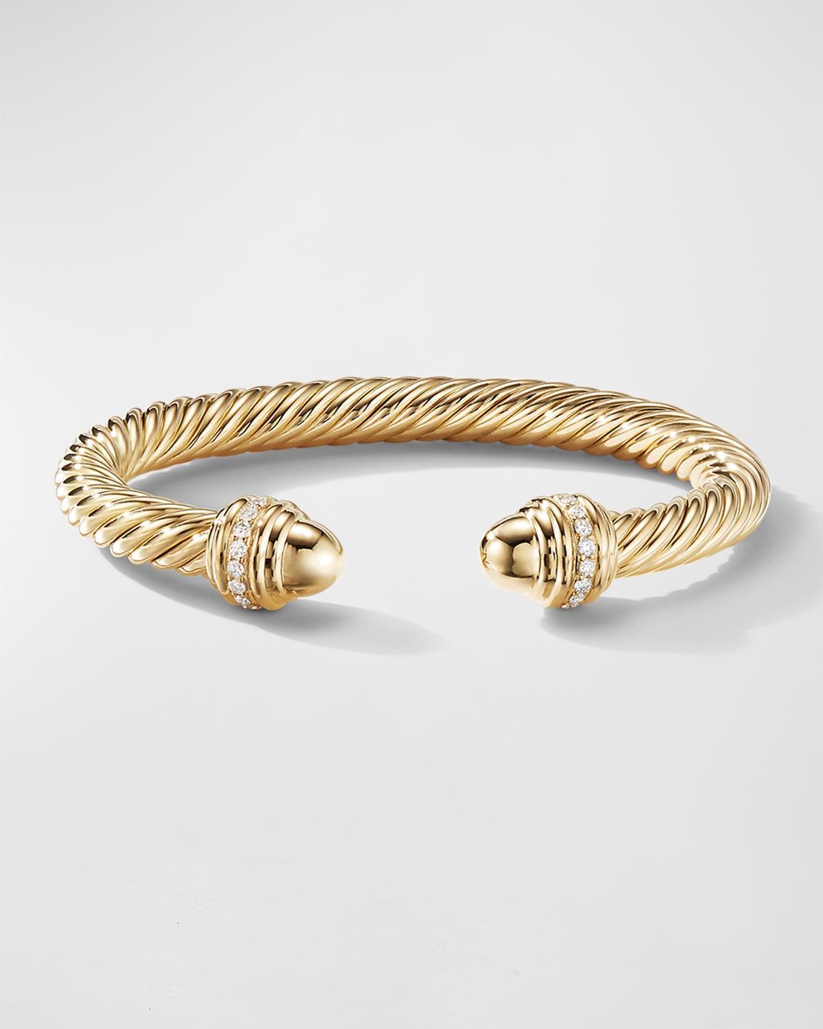 David Yurman Cable Bracelet in 18K Yellow Gold with Gold Dome & Diamonds Product Image