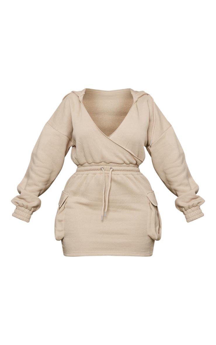 Shape Stone Plunge Utility Wrap Pocket Sweatshirt Dress Product Image
