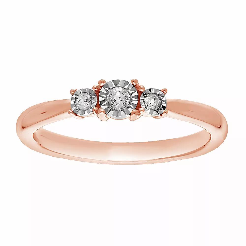 Diamond Brilliance 1/10 Carat T.W. Lab-Grown Diamond Trio Fashion Ring, Women's, Size: 7, Pink Tone Product Image
