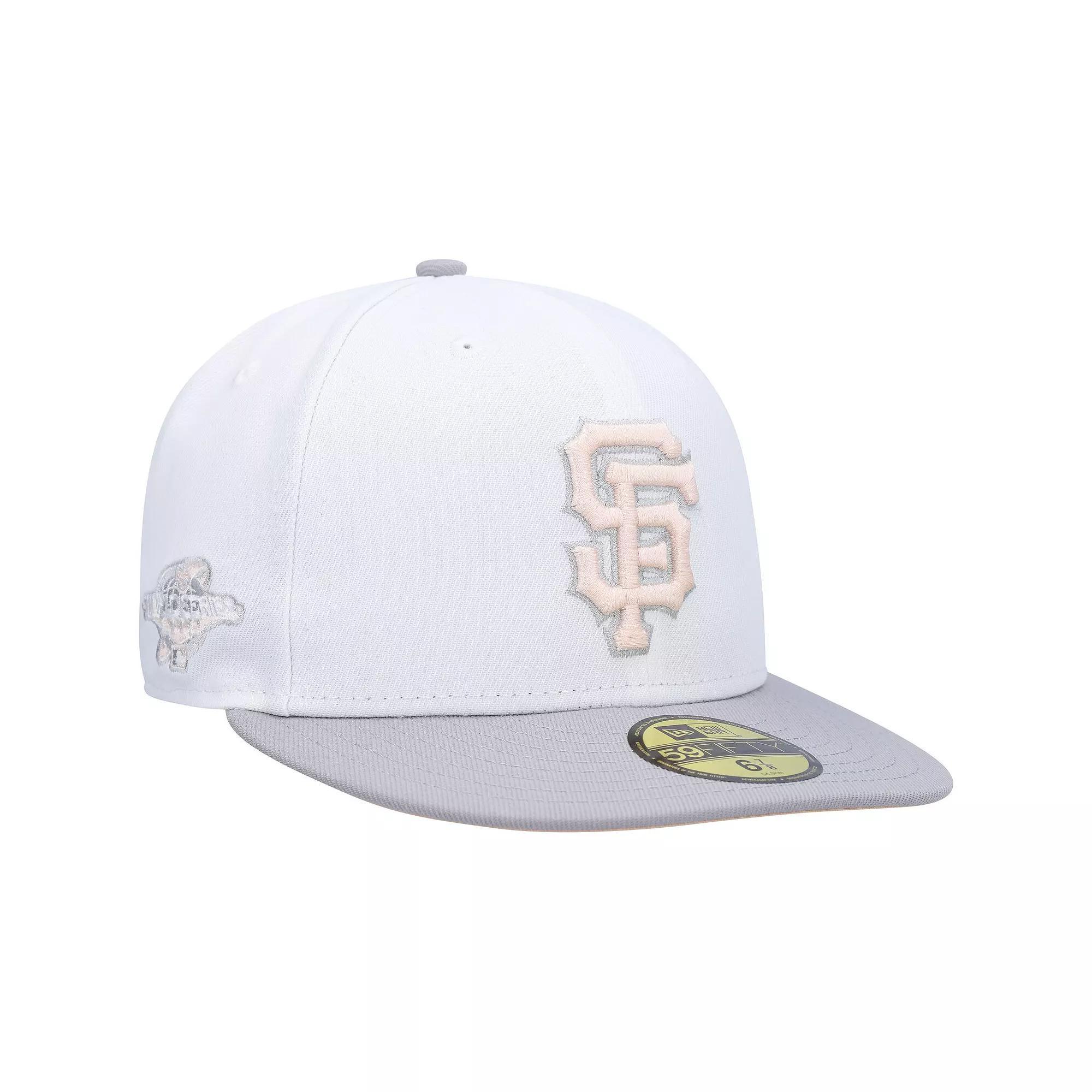 Men's New Era White/Gray San Francisco Giants 2002 World Series Side Patch Undervisor 59FIFTY Fitted Hat, Size: 7 7/8 Product Image