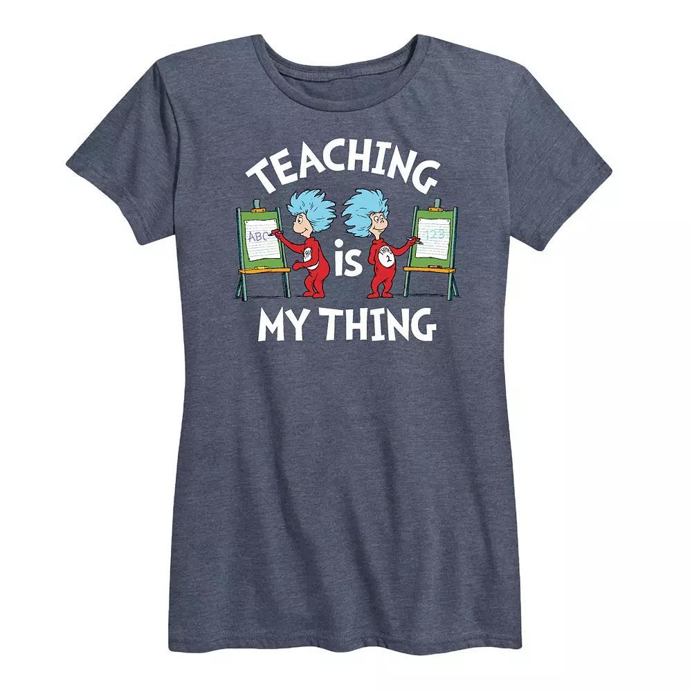 Women's Dr. Seuss Teaching Is My Thing Graphic Tee, Girl's, Size: XL, Grey Gray Product Image