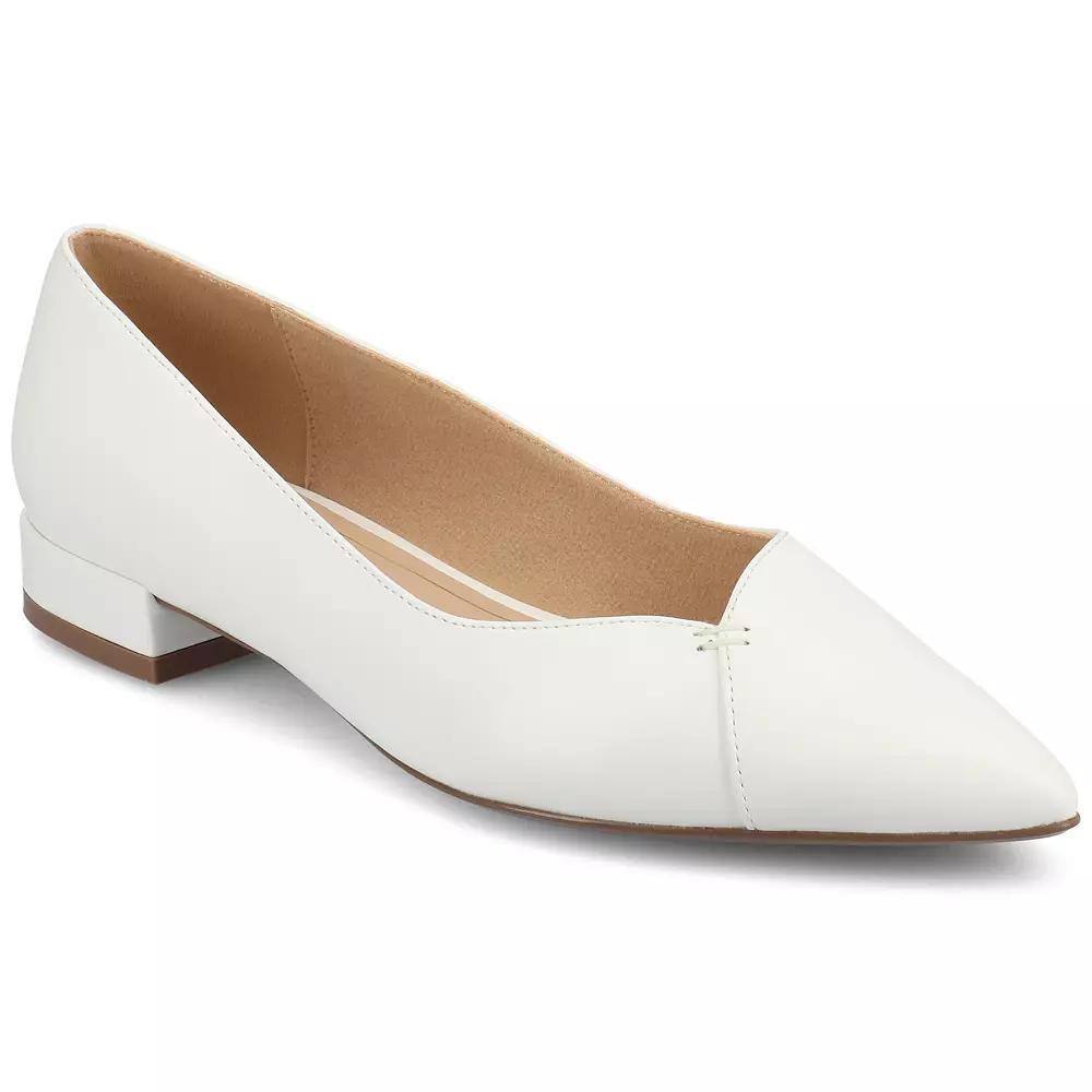 Journee Medium and Wide Width Carmin Women's Slip-On Low Block Heel Dress Flats, Size: 8, White Product Image