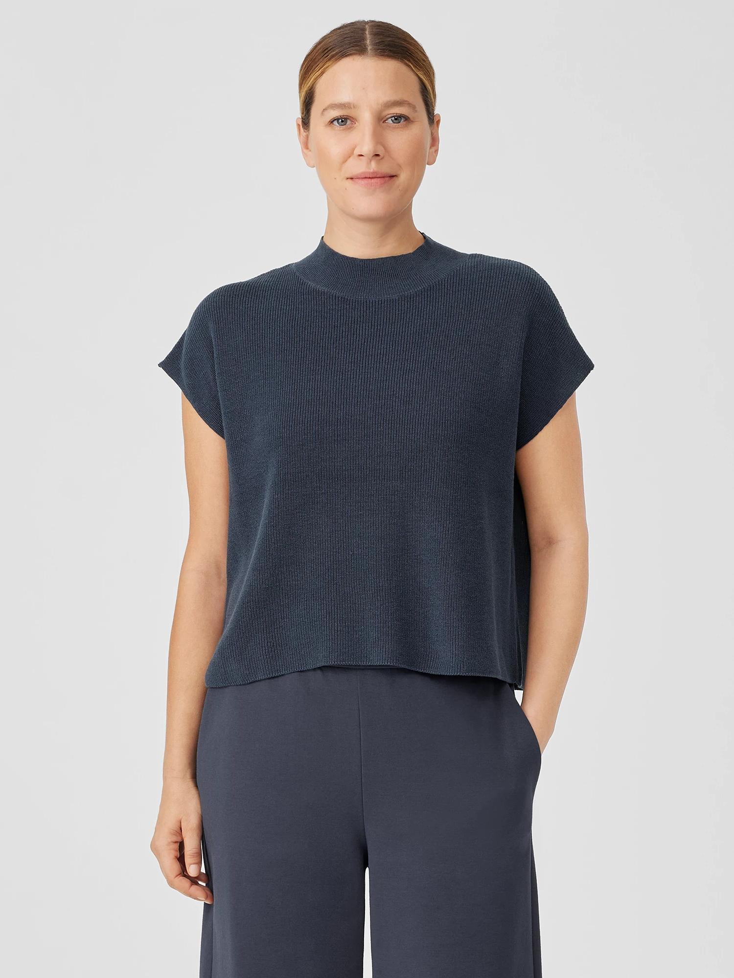 Organic Linen Cotton Mock Neck Top Product Image