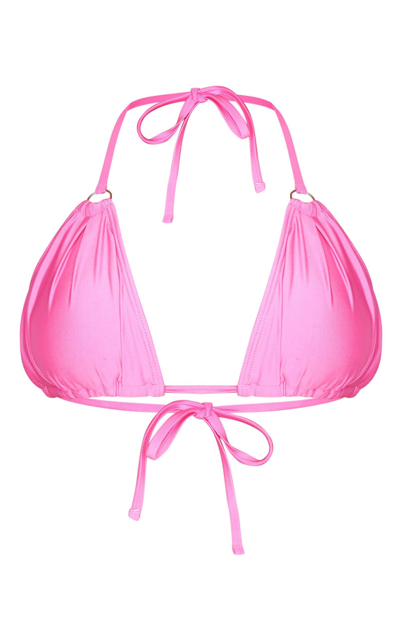 Pink Ruched Triangle Bikini Top Product Image