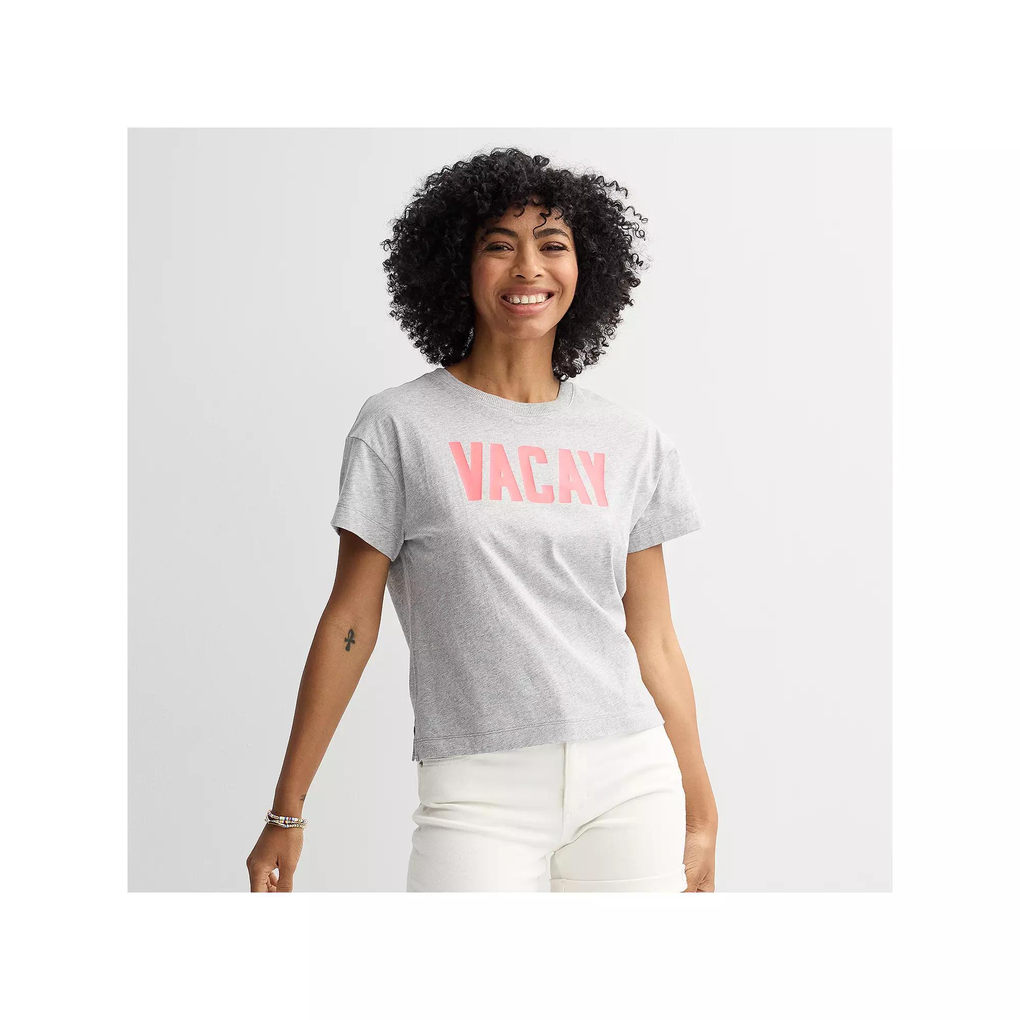 Women's Sonoma Goods For Life® Boxy Graphic Tee, Size: Medium, Gray Vacay Graphic Product Image