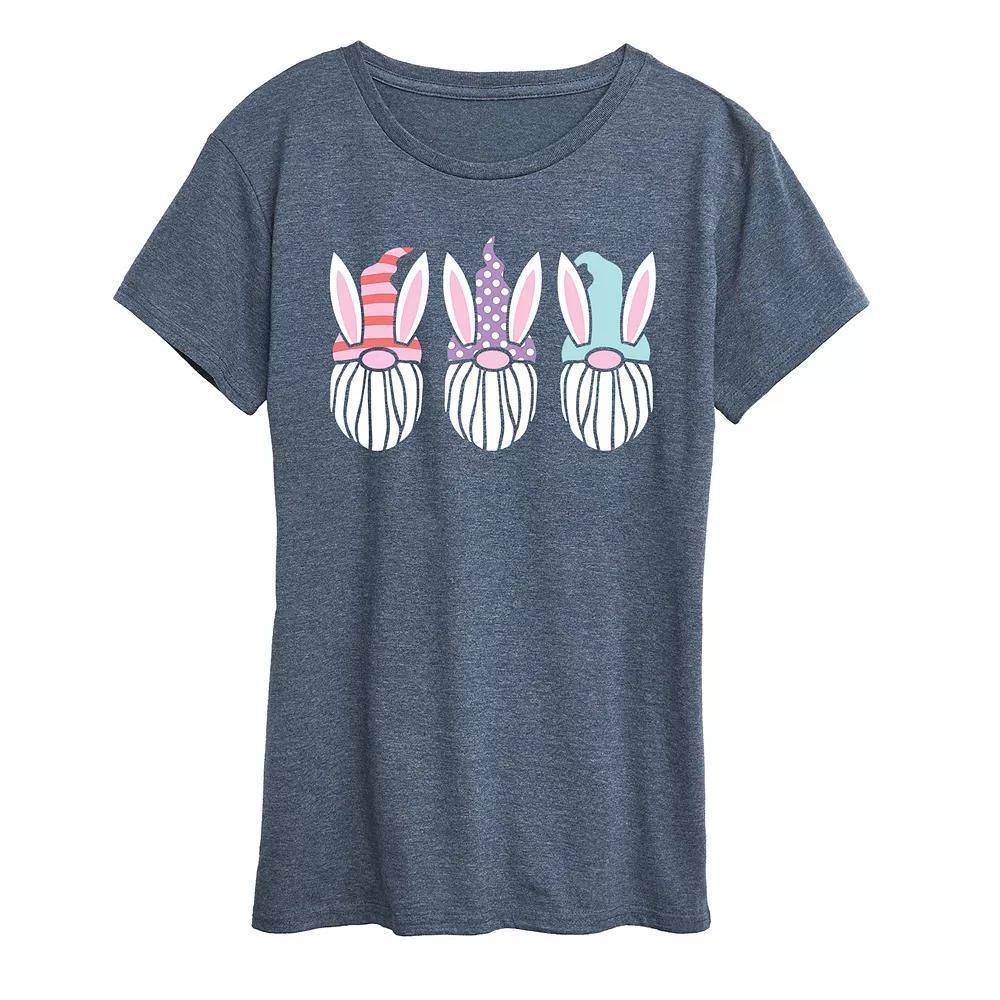 Womens Easter Gnome Faces Graphic Tee Grey Blue Product Image