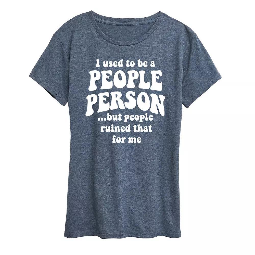 Womens Used to be a People Person Graphic Tee Grey Blue Product Image