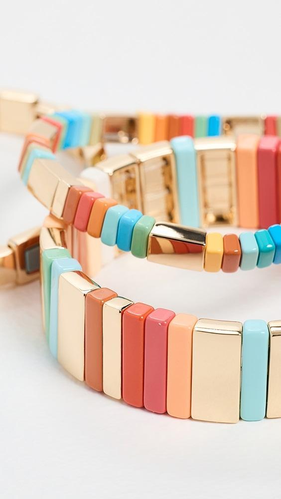 Roxanne Assoulin Enamel and Gold Tone Stretch Bracelet Set | Shopbop Product Image
