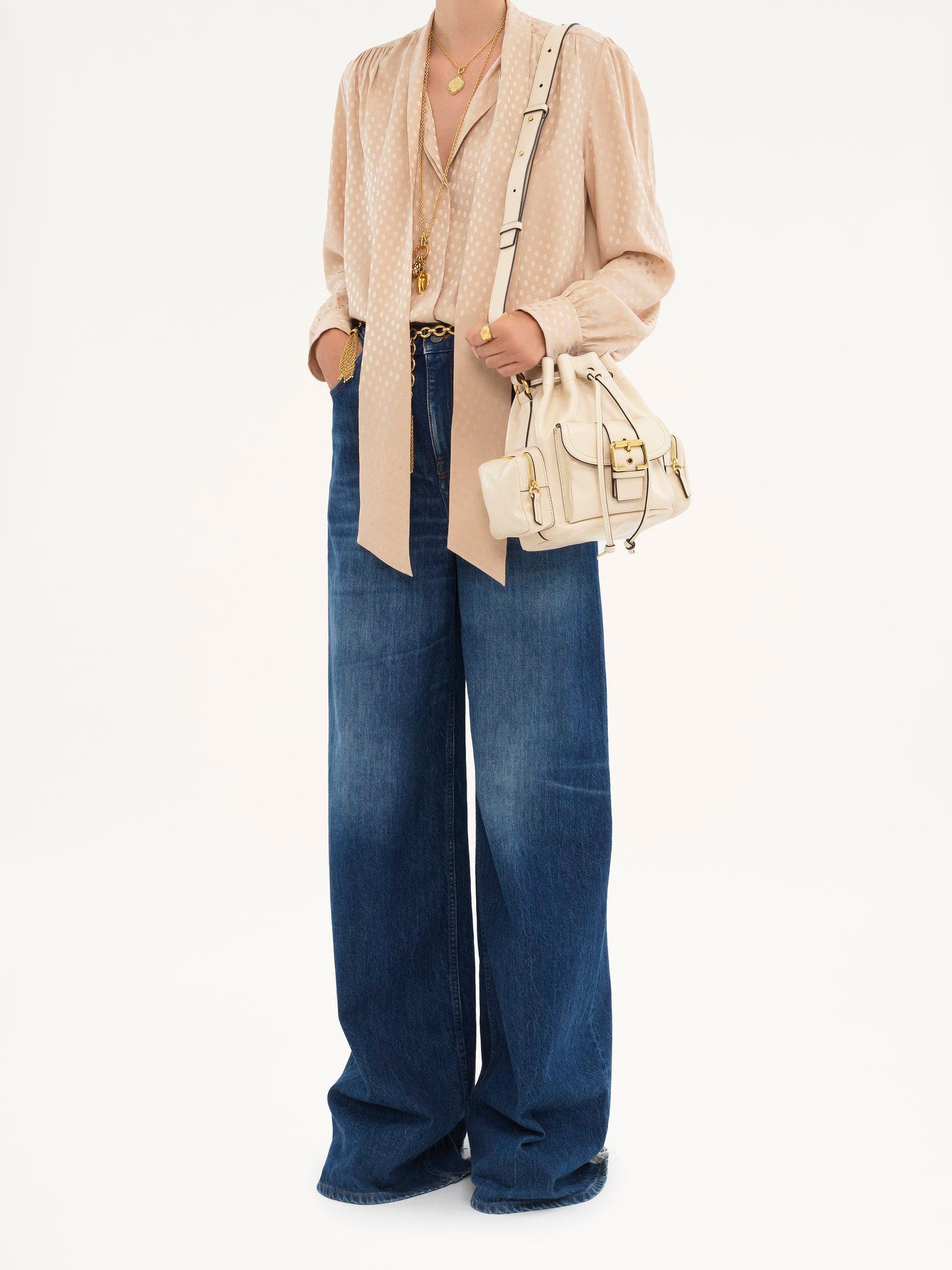Camera Bucket bag in shiny leather Product Image