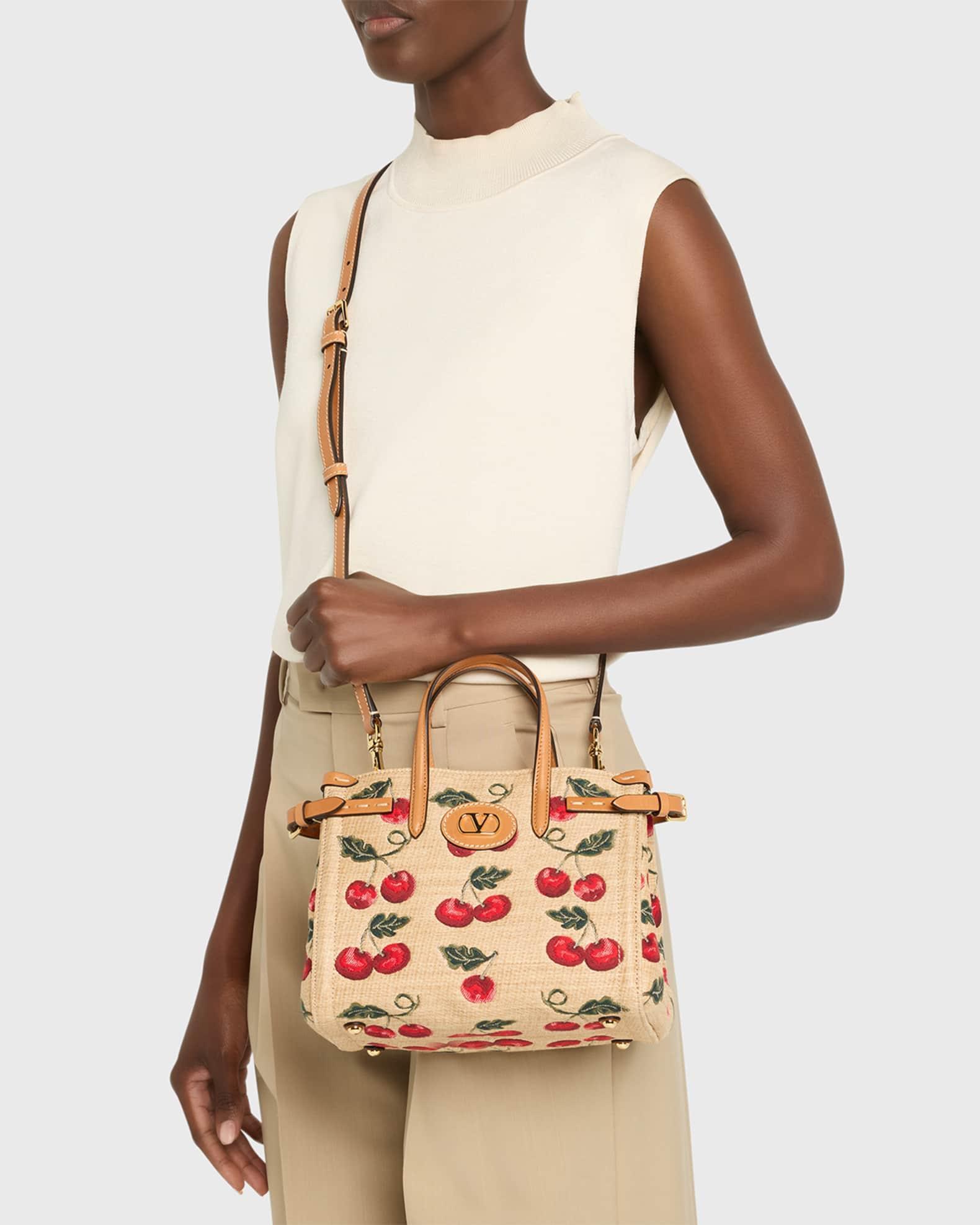 Antibes Small Raffia Cherry Jacquard Tote Bag Product Image