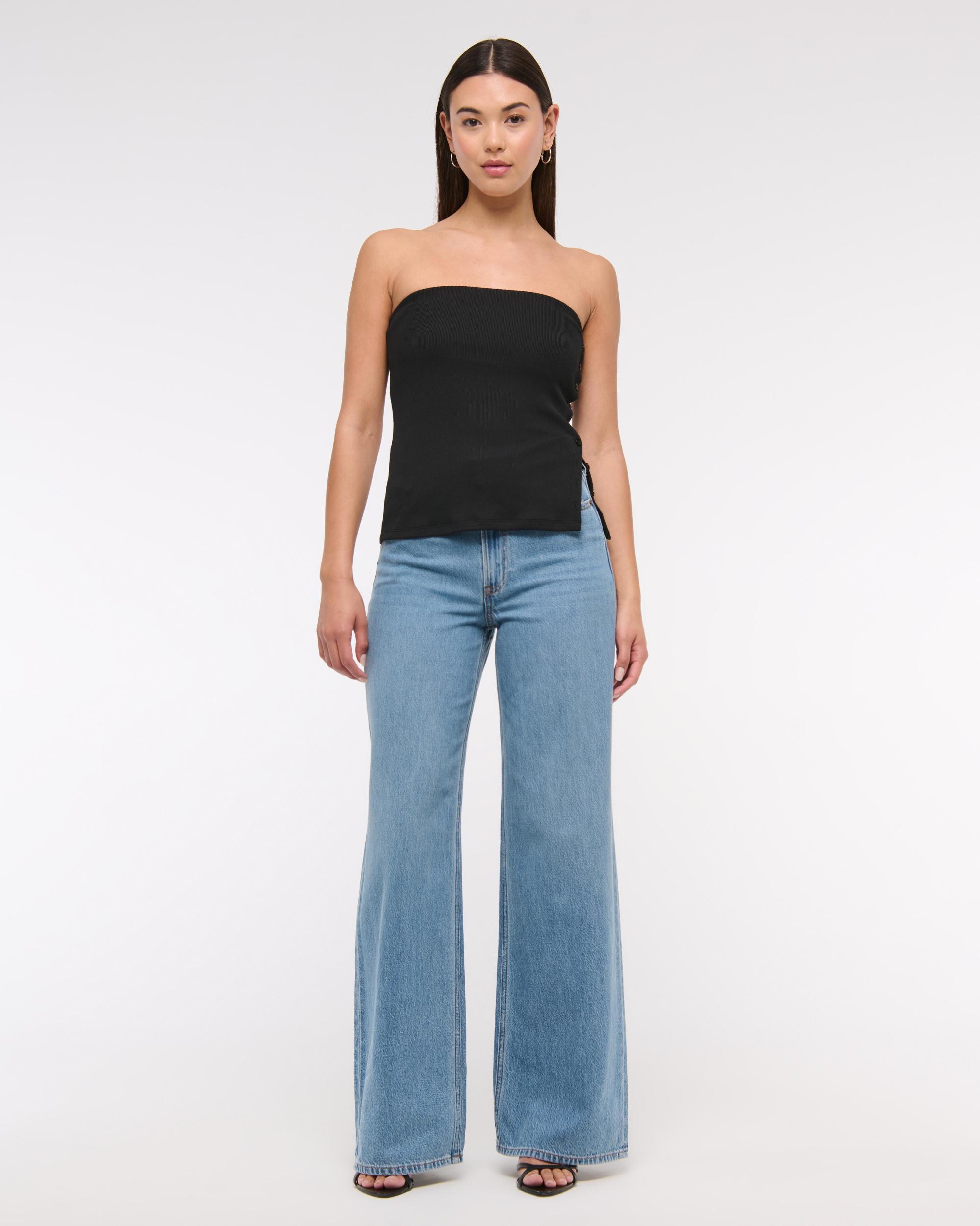 Powdered Rib Side-Button Tube Top Product Image