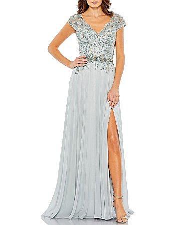 Mac Duggal Beaded V-Neck Cap Sleeve A Product Image