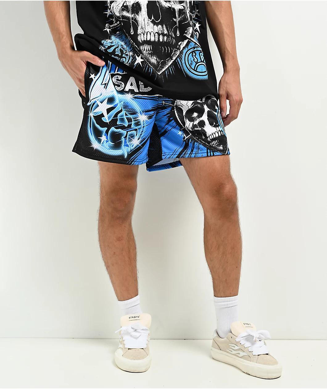 $AD BOYZ by Junior H X Lost Hills Nails Black Mesh Shorts Product Image