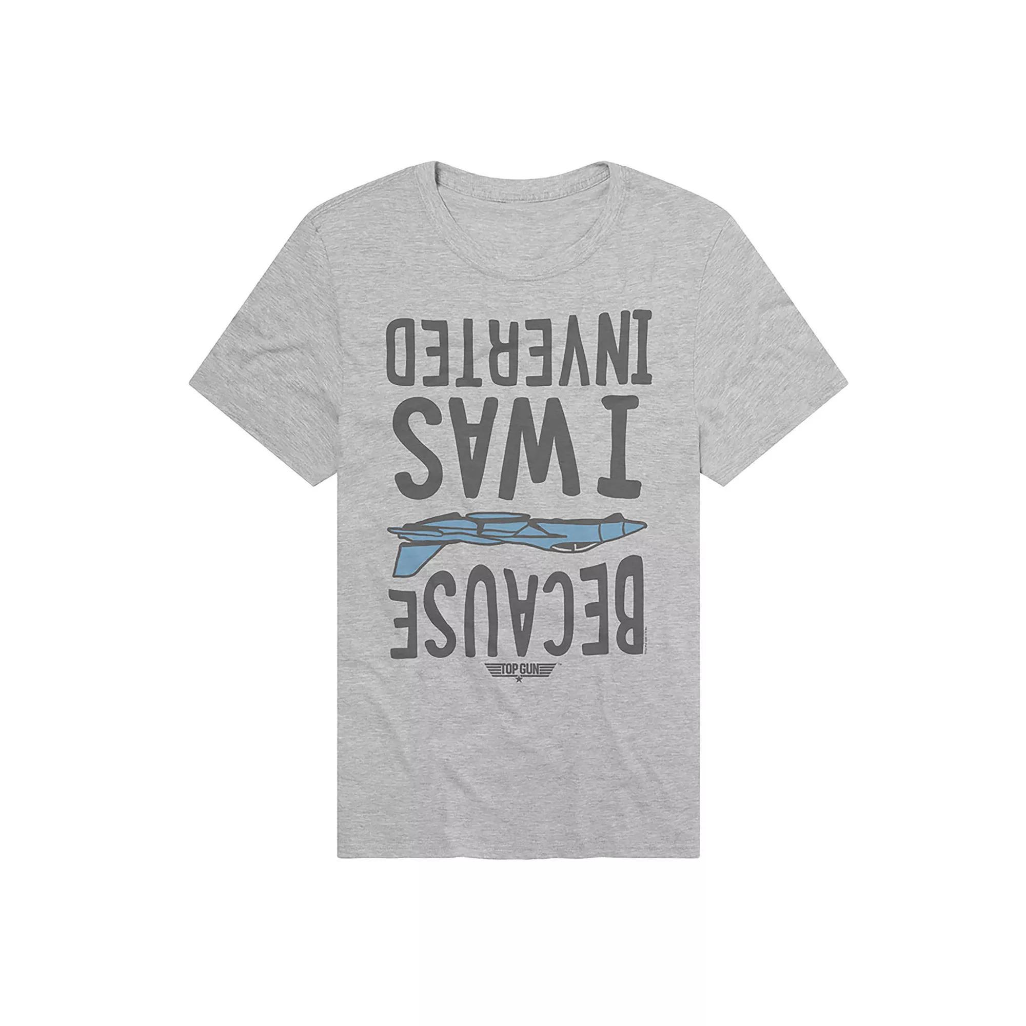 Men's Top Gun Because I Was Inverted Graphic Tee, Size: Small, Athletic Grey Product Image