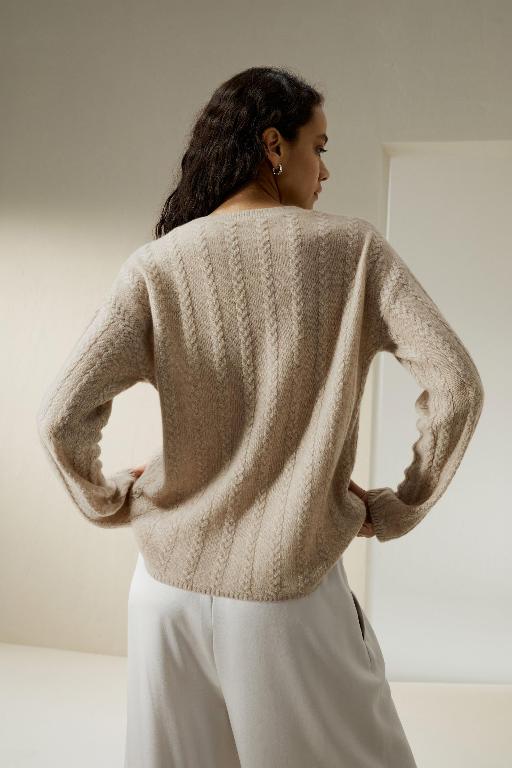 Semi-Sheer Cable-knit Cashmere Sweater Product Image